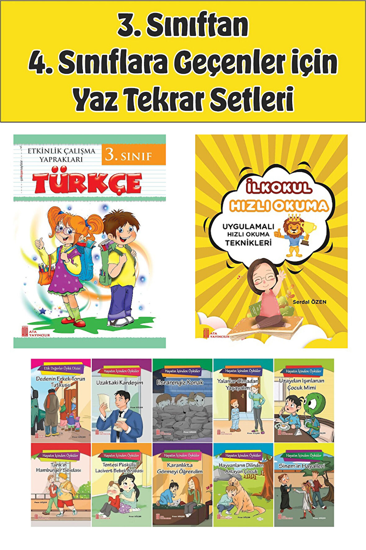 3.Sınıftan 4.Sınıfa Geçenler İçin  Hızlı Okuma ile Türkçe Etkinlik Kitabım+10 lu Hikaye Seti 2