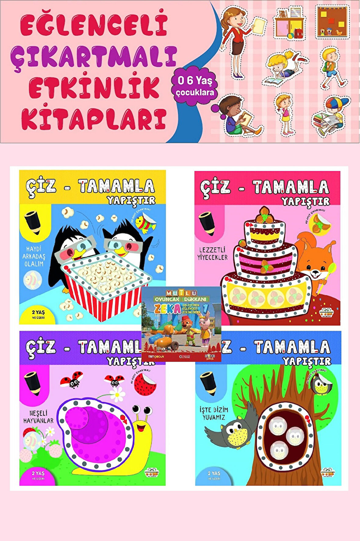 2 Yaş ve Üzeri Çiz Tamamla Yapıştır Seti (4 Kitap)