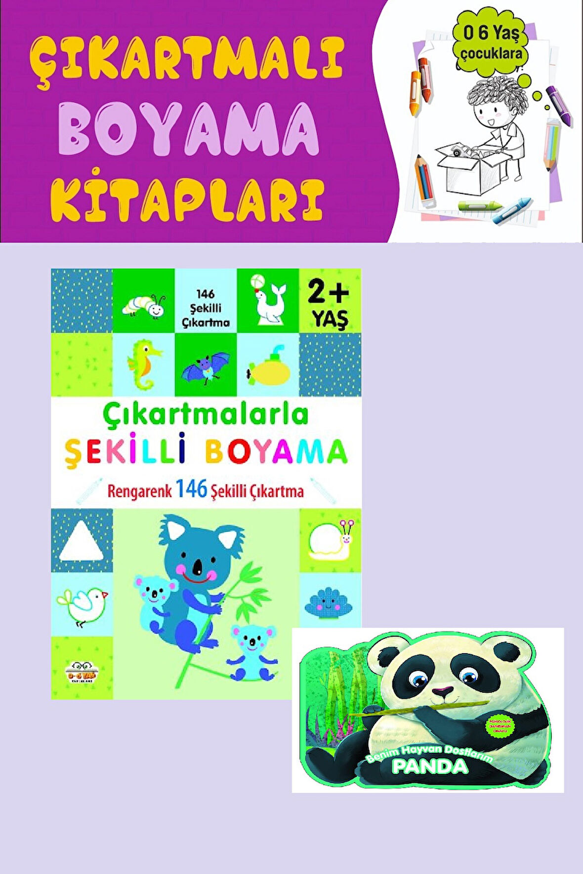 2 Yaş ve Üzeri Çıkartmalarla Şekilli Boyama (146 Şekilli Çıkartma)