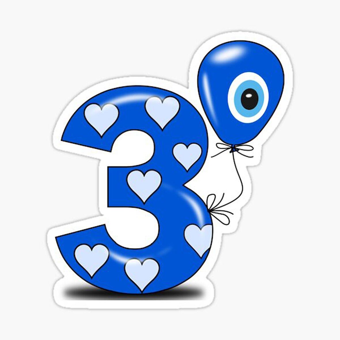 3 Yaş Nazar Sticker Yapıştırması Etiket 20 cm