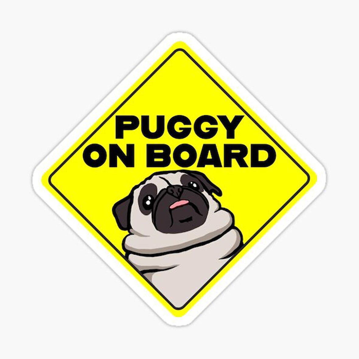 Arabada Puggy Köpek Var Araç Sticker Etiket 19CM md2