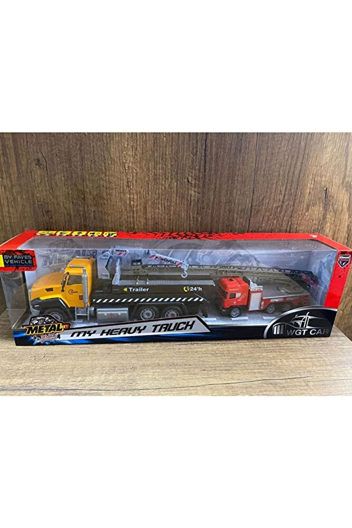 Oyuncak Die Cast Sesli Kamyon Metal Oyuncak Çekici Itfaiye Sesli Işıklı Sarı Scn