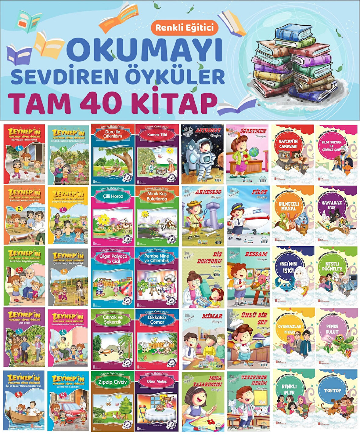 2.Sınıflar İçin Renkli Eğitici Okumayı Sevdiren Hikayeler (40 Kitap)