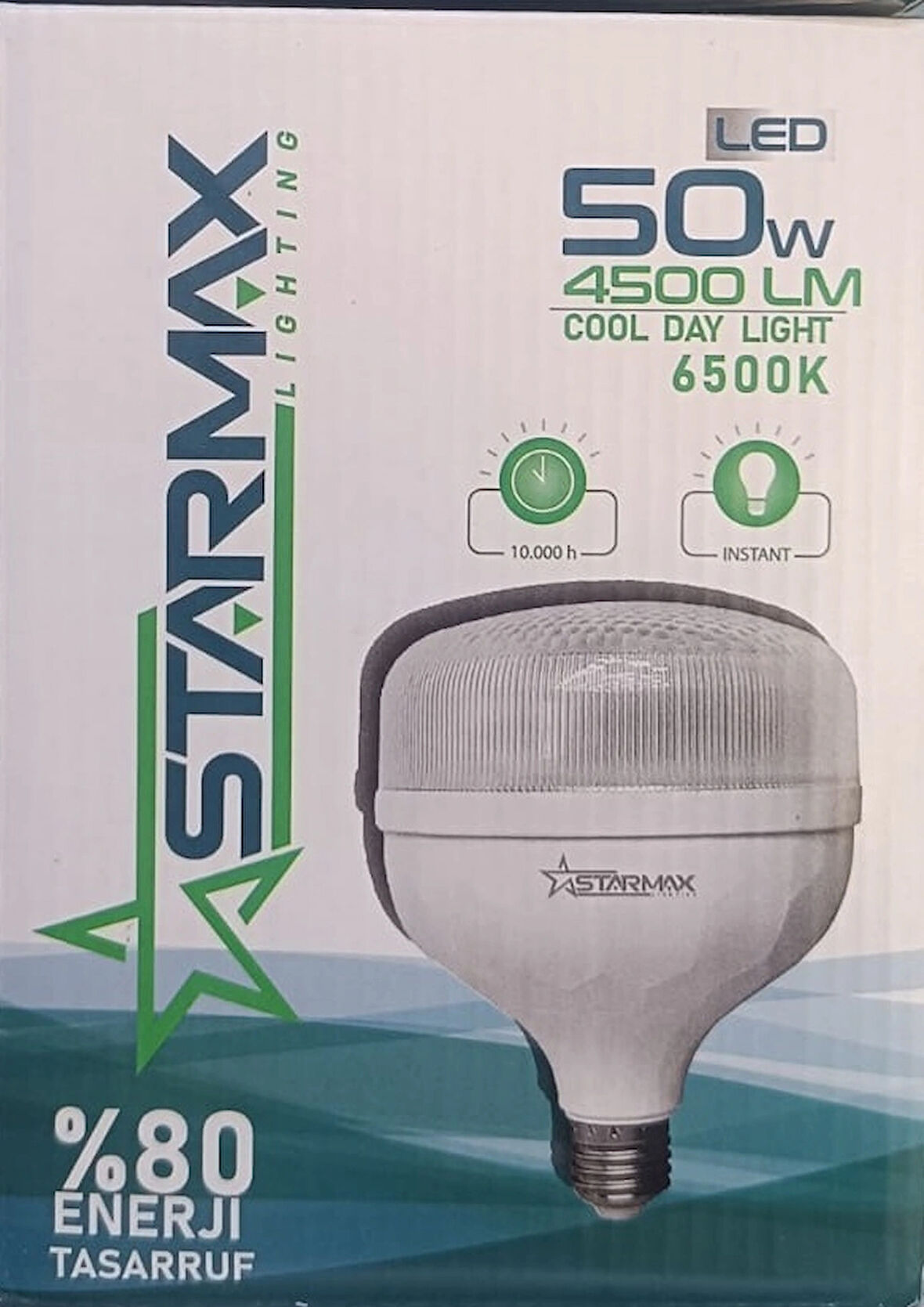 2 ADET-STARMAX 50W Kristal Torch LED Ampul E-27 Beyaz Işık 4500LM
