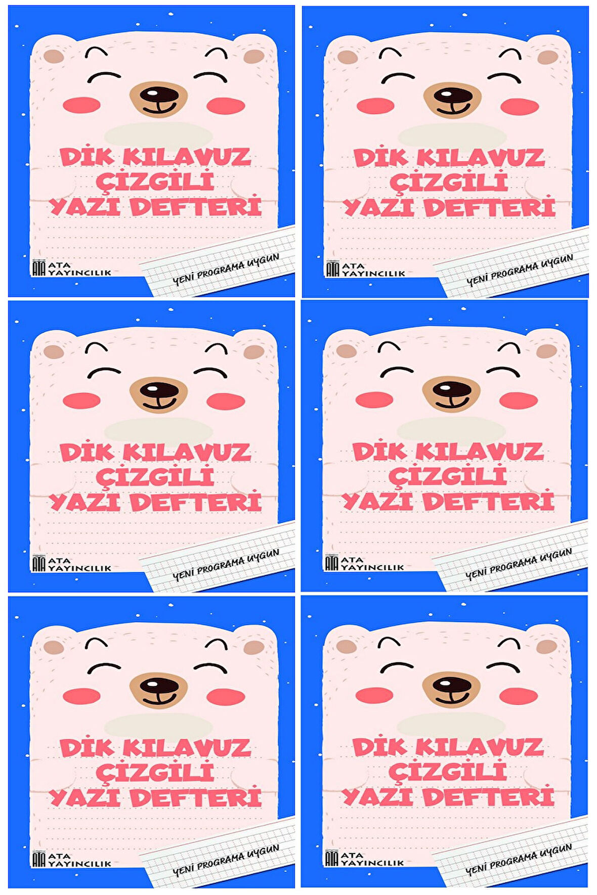 1. Sınıf Yeni Müfredata Uygun Dik Kılavuz Çizgili Yazı Defteri Büyük Boy (6 Adet)