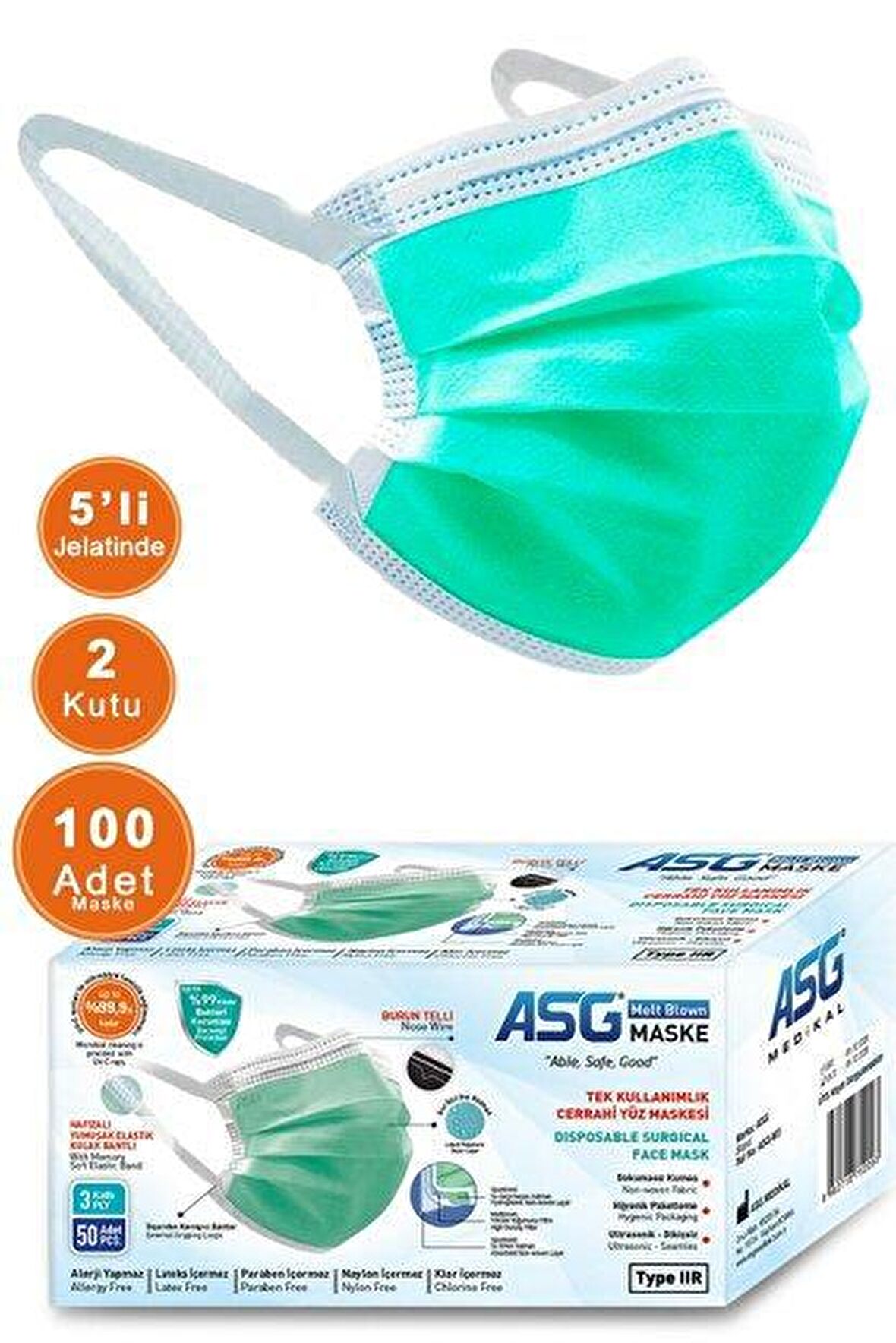 ASG 3 KATLI MASKE (100 ADET)