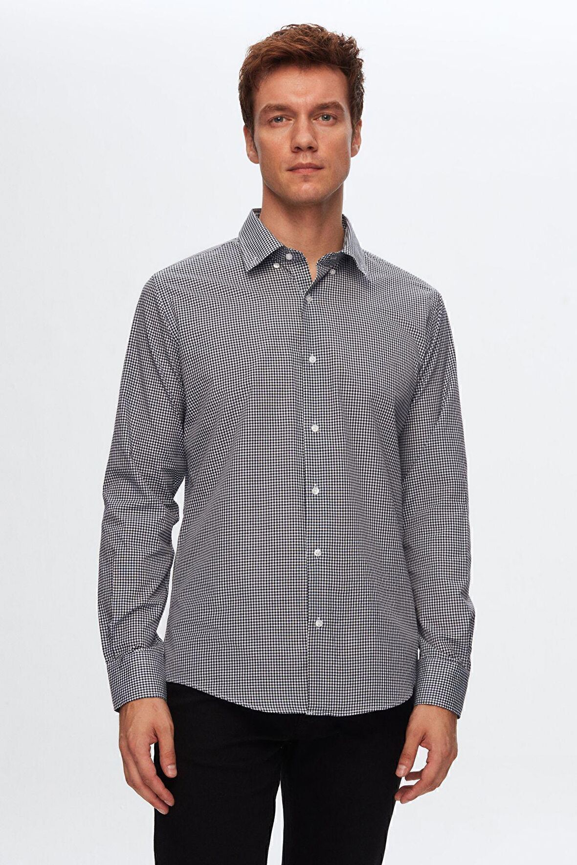 Slim Fit Lacivert Pötikare Gömlek 4HF02ORT03314