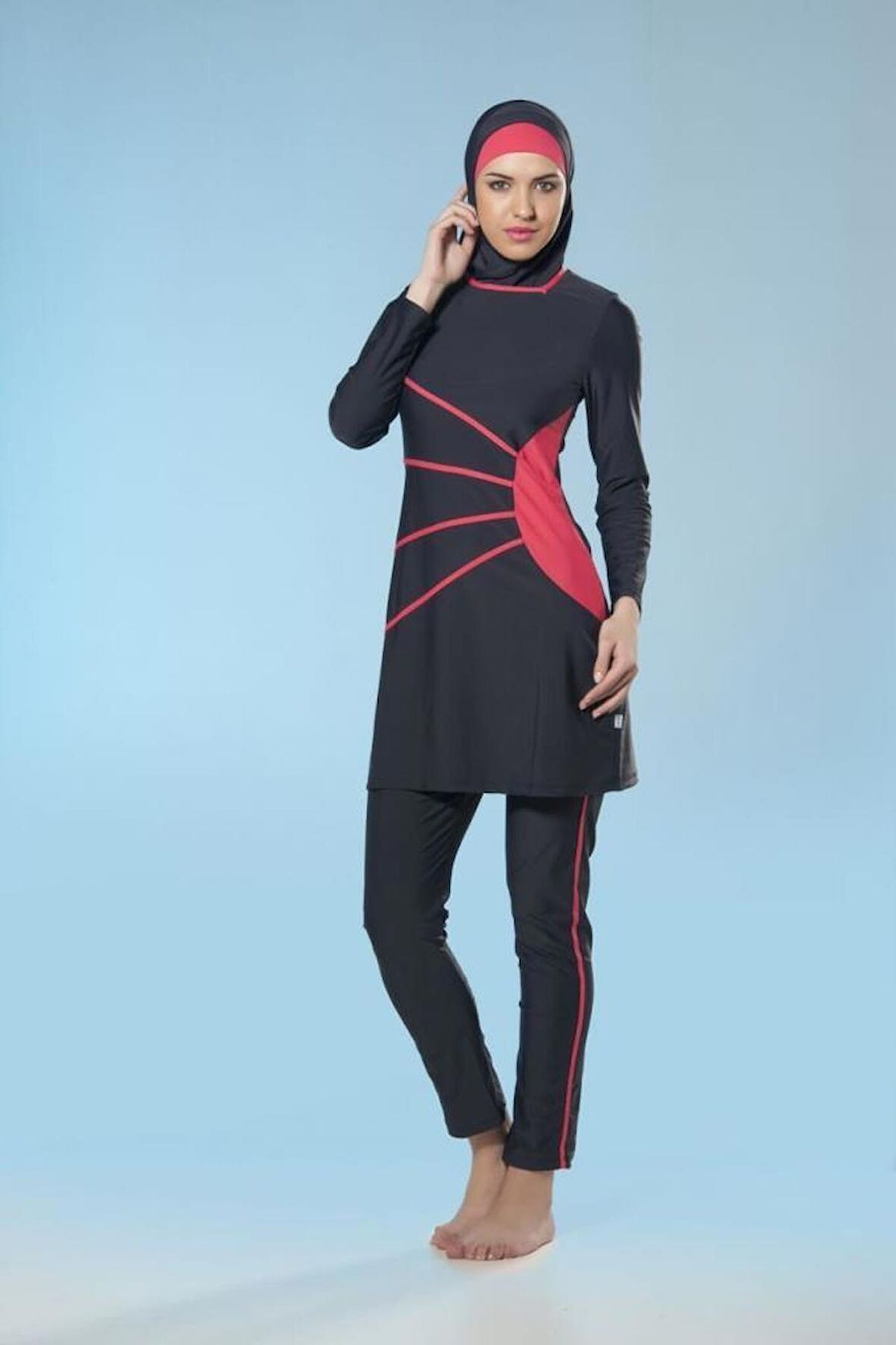 ADASEA 0385 KOYU LACİVERT TAM BOY LYCRALI TESETTÜR MAYO