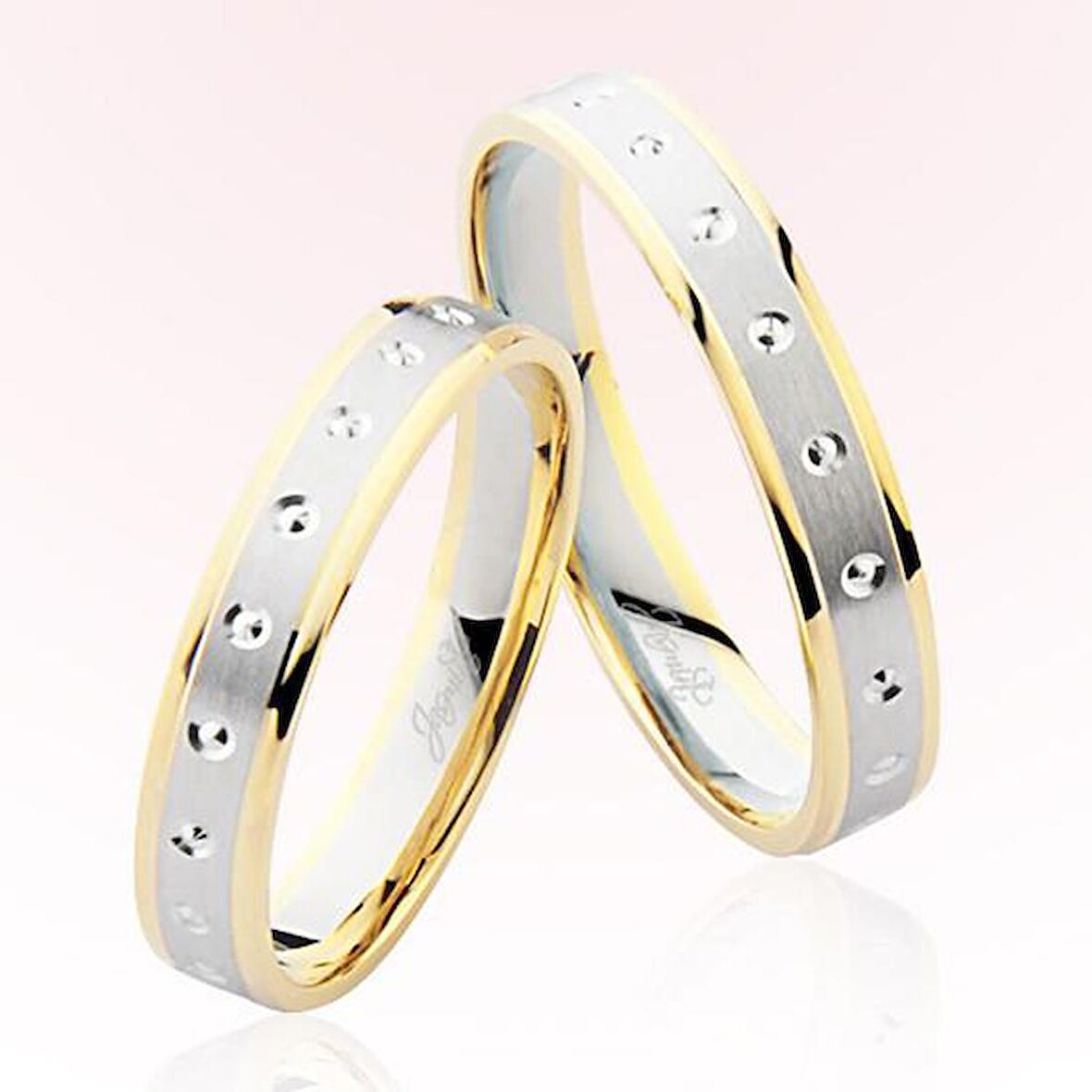 Harem Altın Sarı Beyaz Altın Alyans 7803