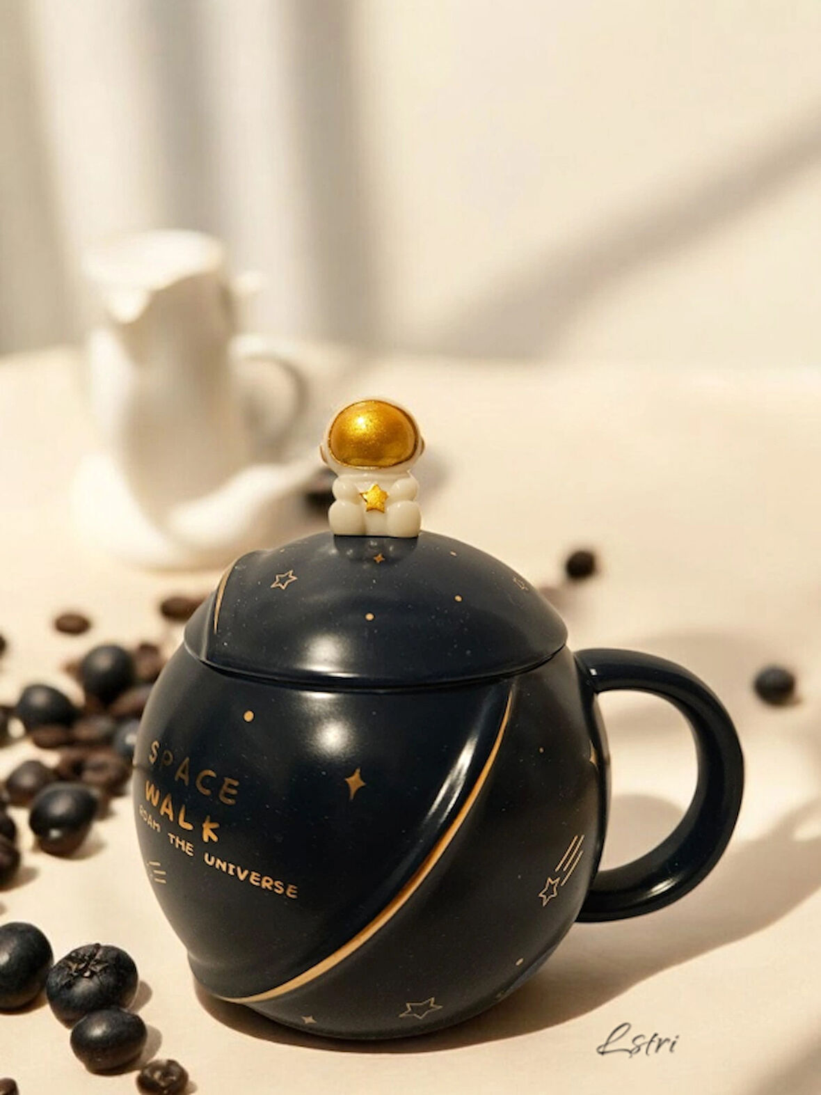  Uzay Tasasrımlı Seramik Kupa Şık Kahve Ve Çay Fincanı Kupası 350 mL