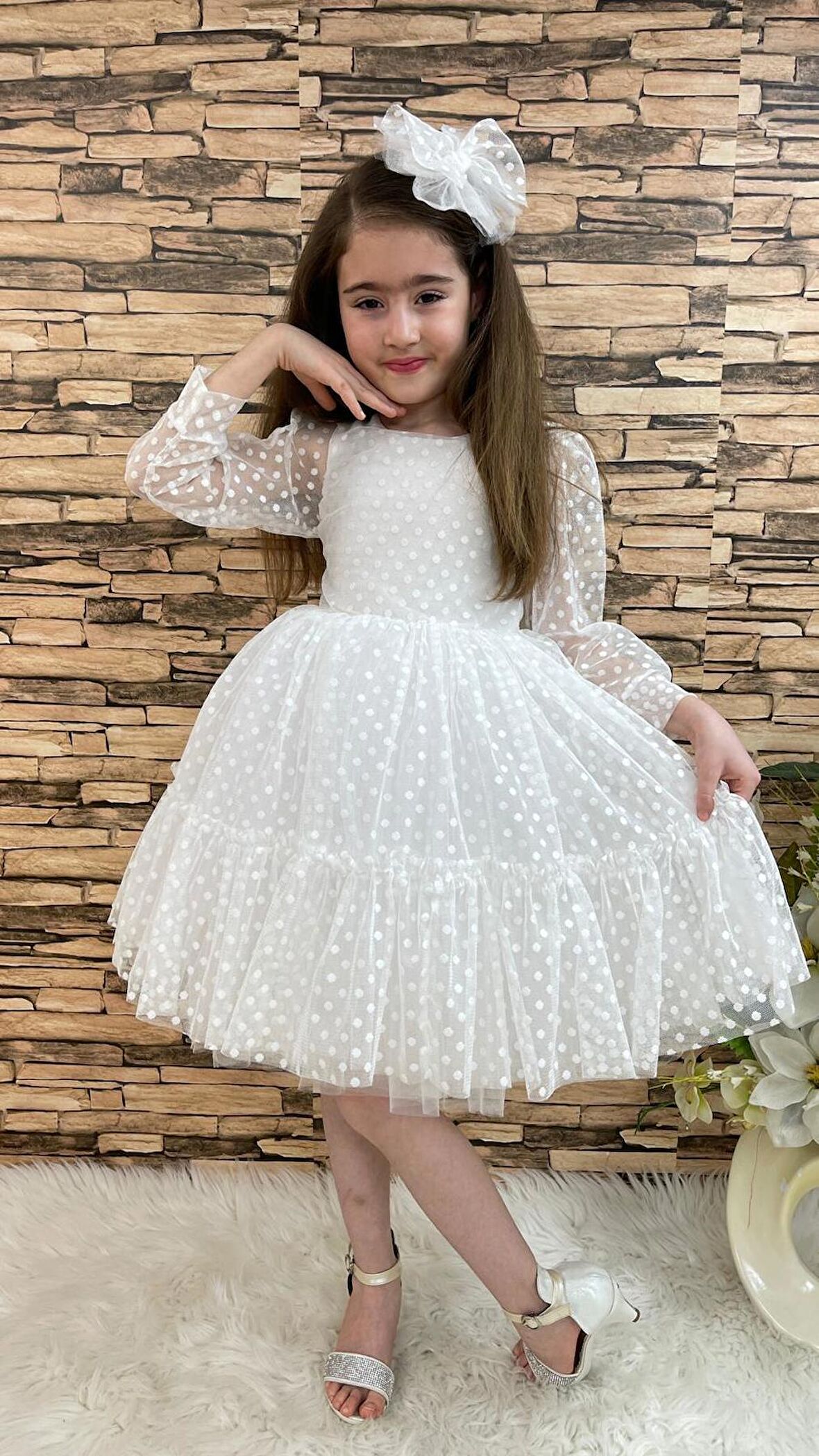 Katkat Prenses Dantel Tokalı Kız Çocuk Elbise