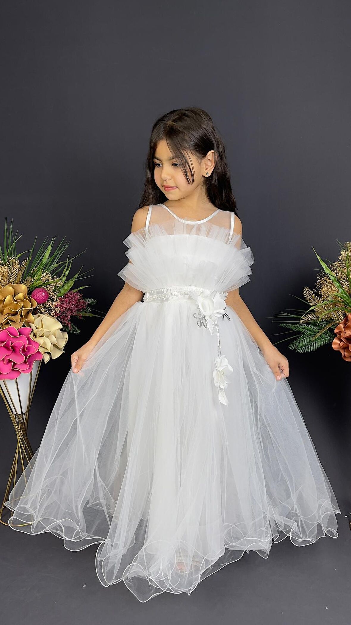 Kız Çocuk Robası Katlı Özel Gün Abiye Elbise MNK0475