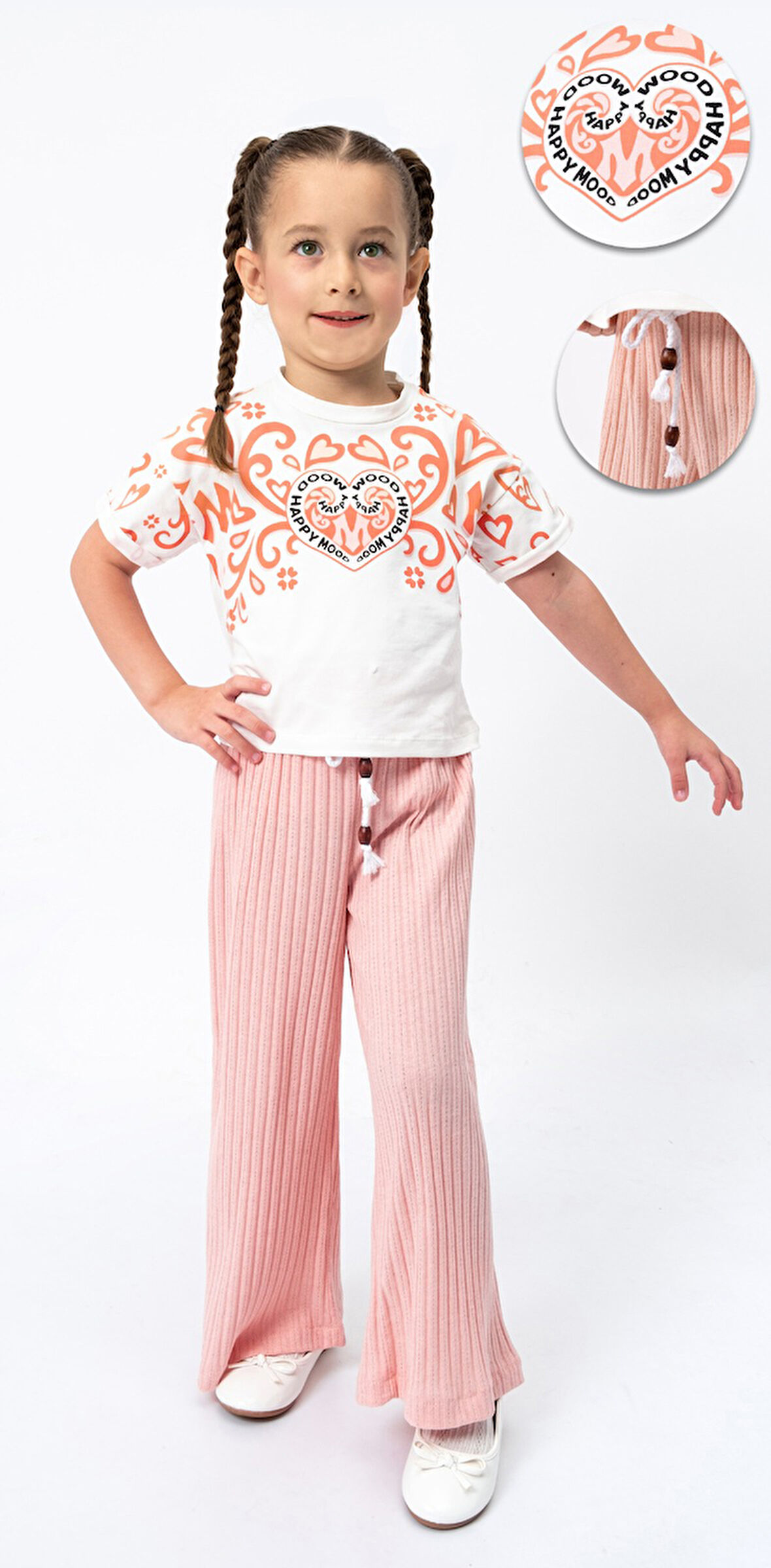Fitilli Örme Pantolonlu Baskılı Kız Çocuk Takım MNK2120
