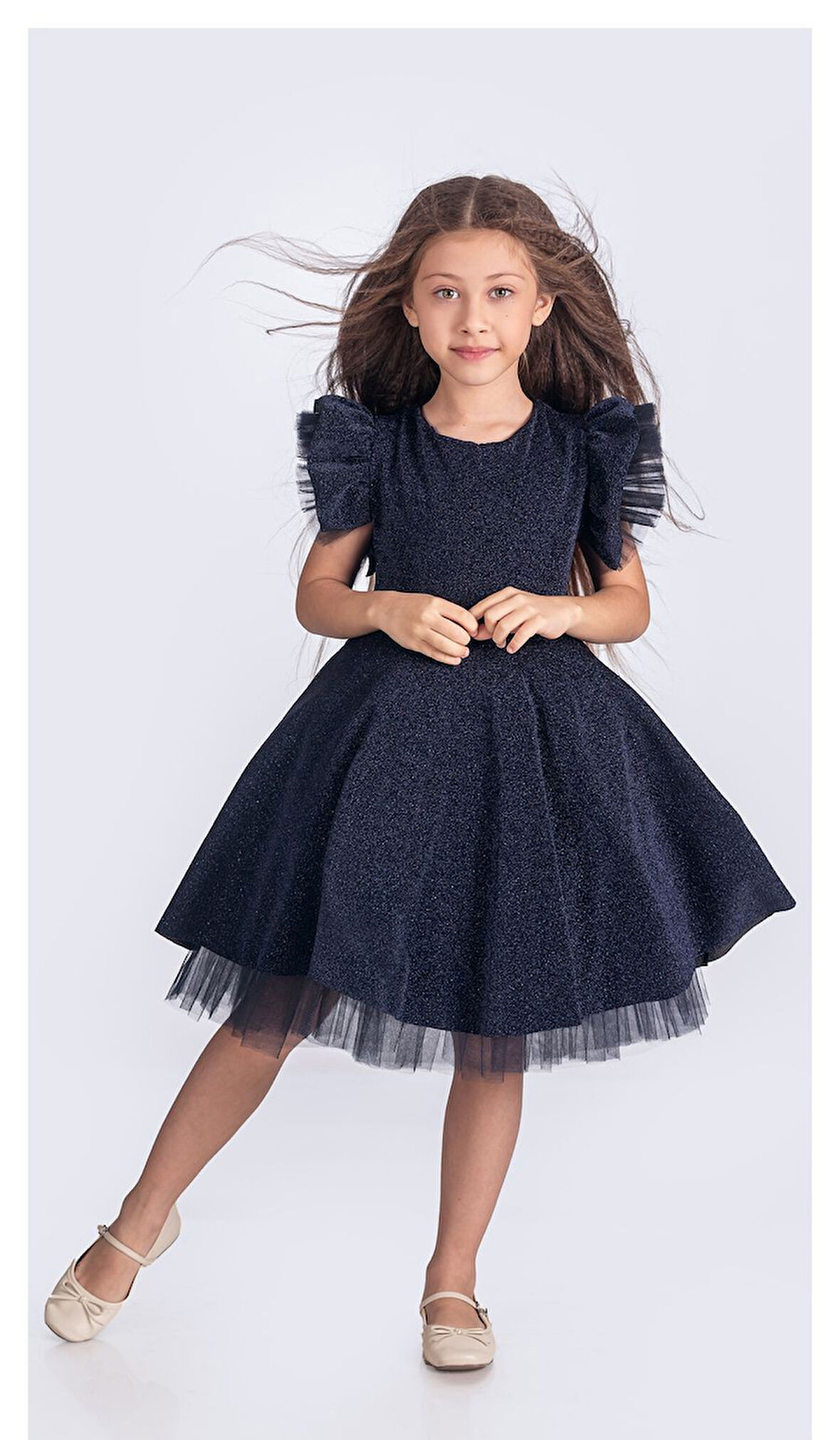 Simli Şanzelize Kız Çocuk Abiye Elbise M00669