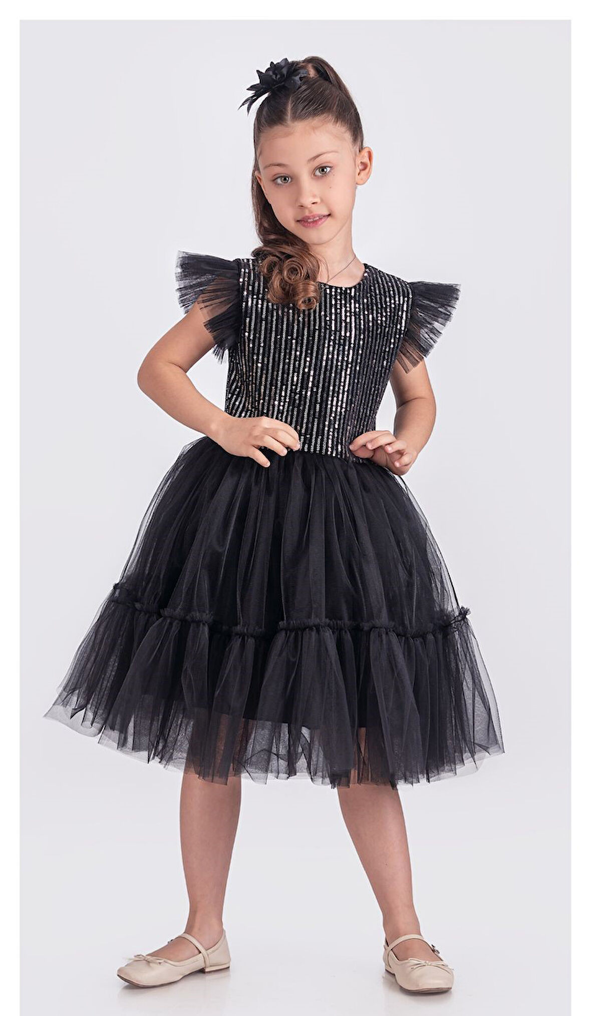 Pul Payet Katkat Tütü Etekli Kız Çocuk Elbise M00722