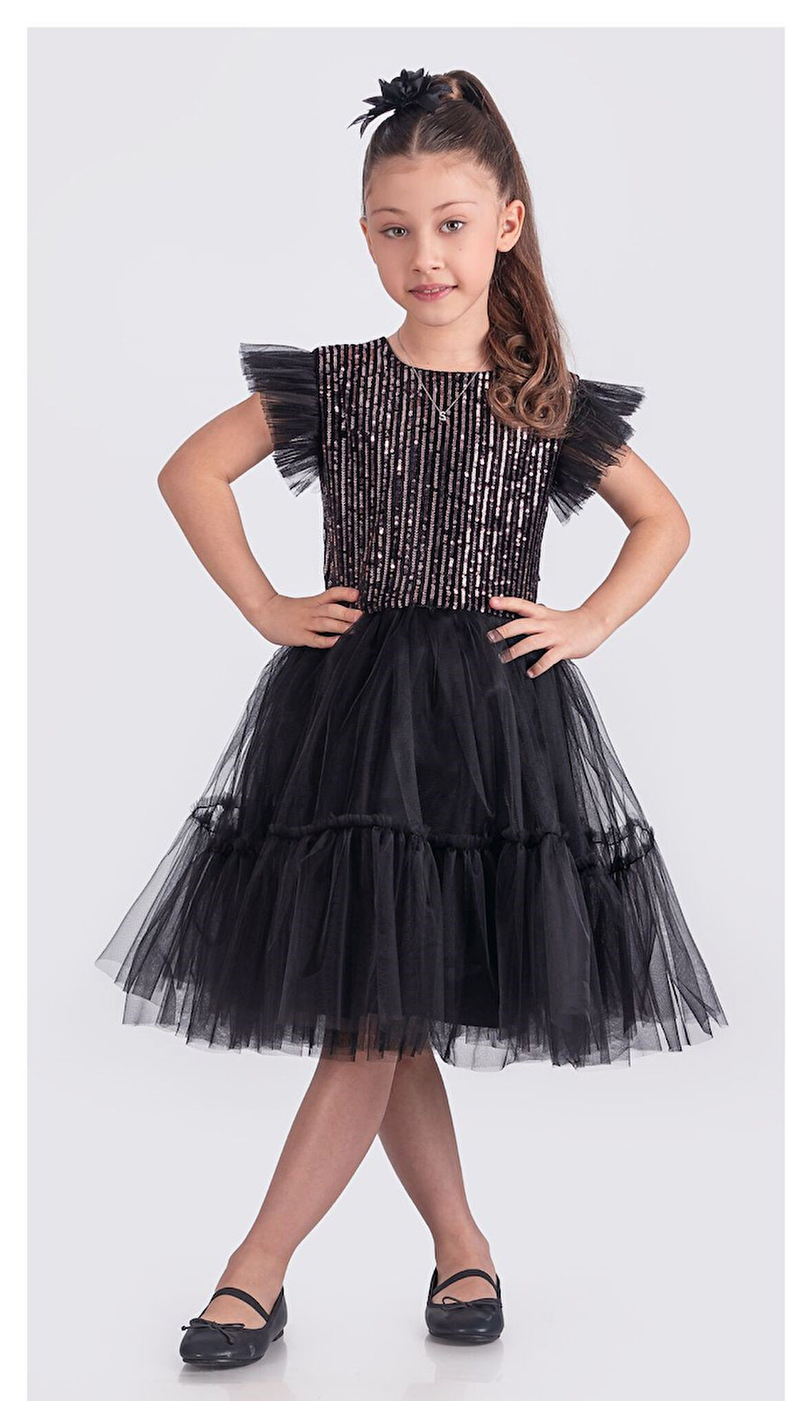 Pul Payet Katkat Tütü Etekli Kız Çocuk Elbise M00722