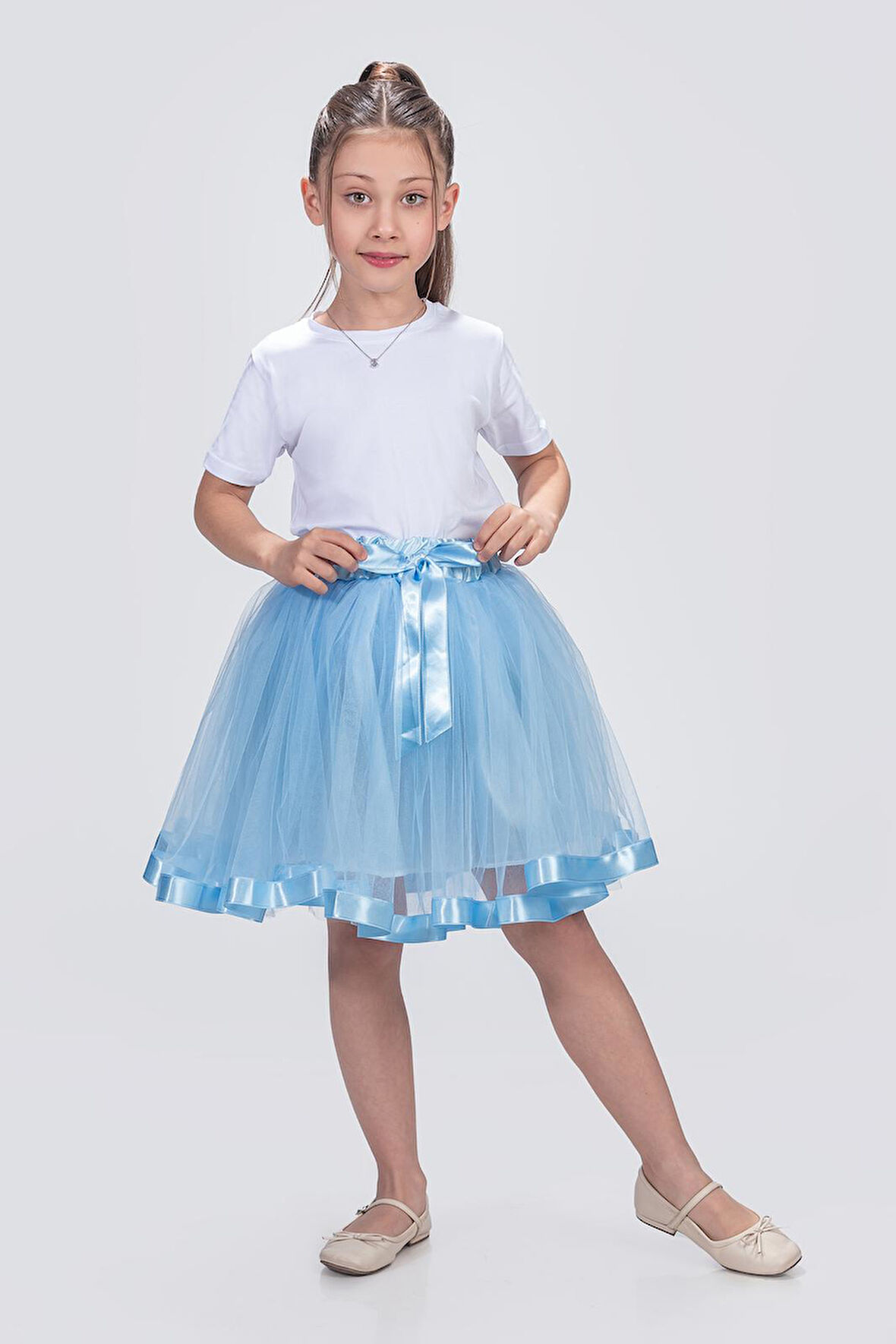 Saten Şeritli Tütü Kız Çocuk Etek M00728