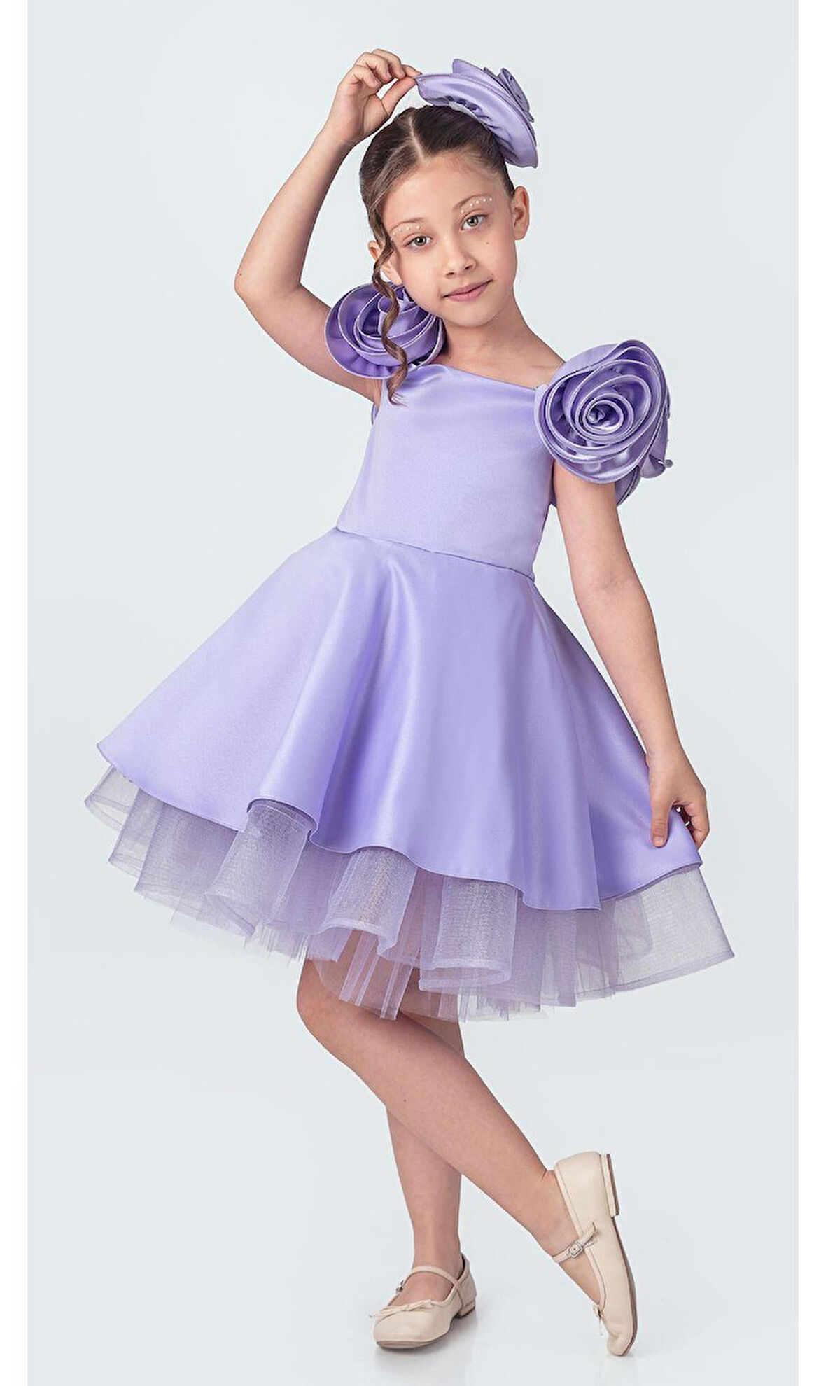 Fanari Krep Saten Gren Destekli Kız Abiye M00735