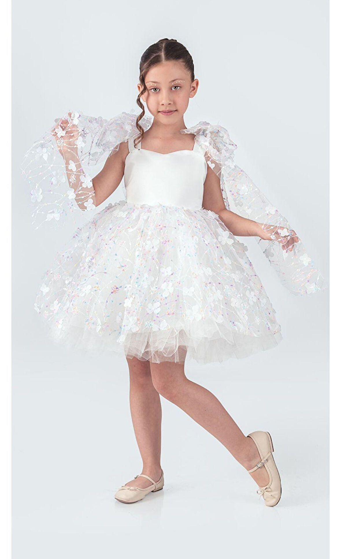 Çiçek Brode Desen İmeros Kız Abiye M00736