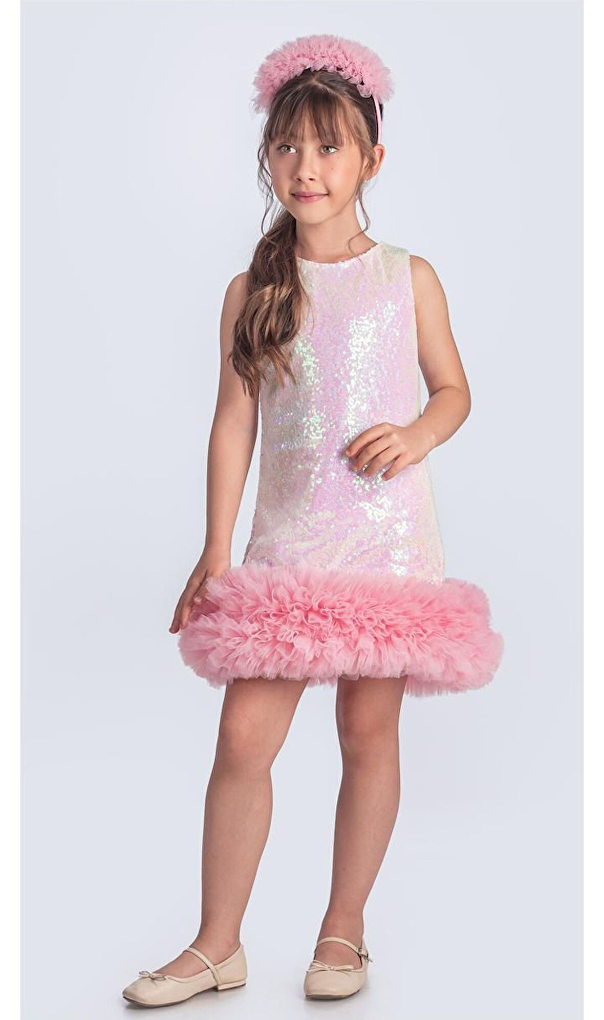 Pul Payet İfestos Taçlı Tütü Çocuk Özel Gün Abiye M00743