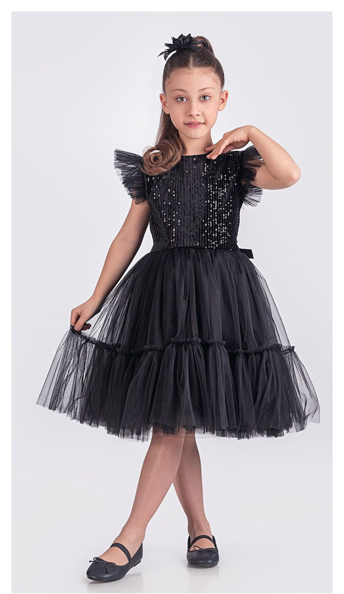 Pul Payet Katkat Tütü Etekli Kız Çocuk Elbise M00722