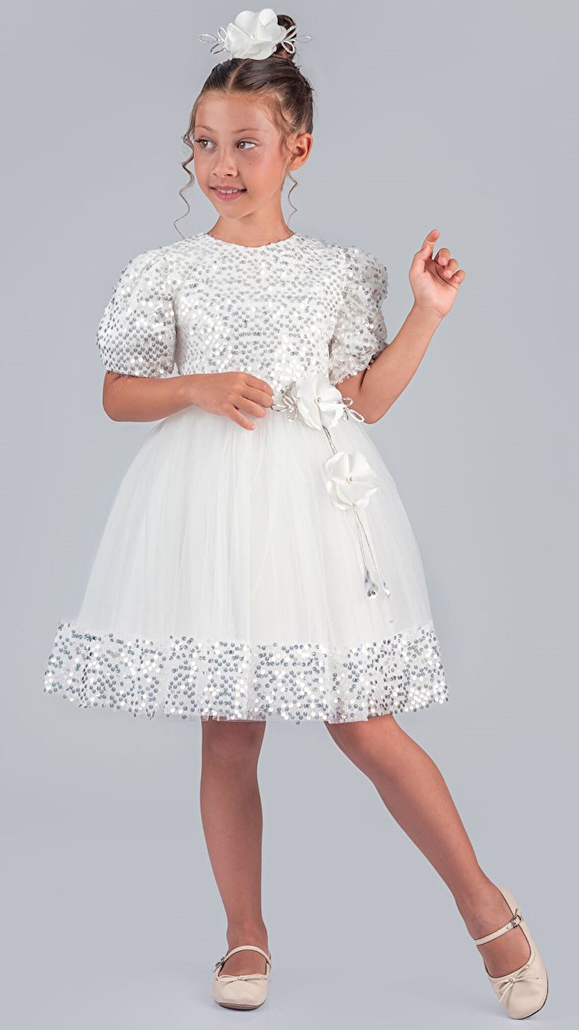 Kız Çocuk Etek Ucu Pullu Venna Abiye Elbise M00761