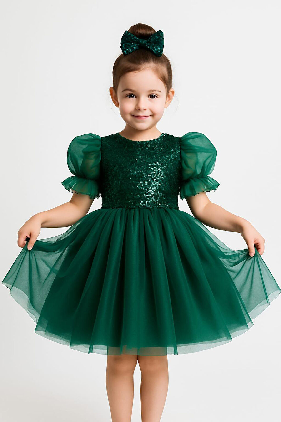 Balon Kol Pul Payet Kız Çocuk Tütü Elbise M00751