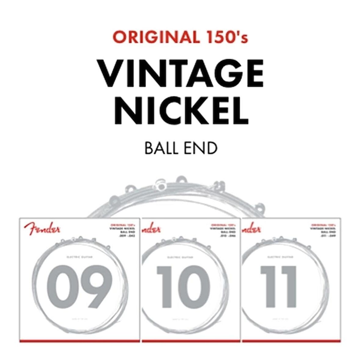 Fender Original 150 Pure Nickel Wound Ball End 150l .009-.042 Elektro Gitar Teli