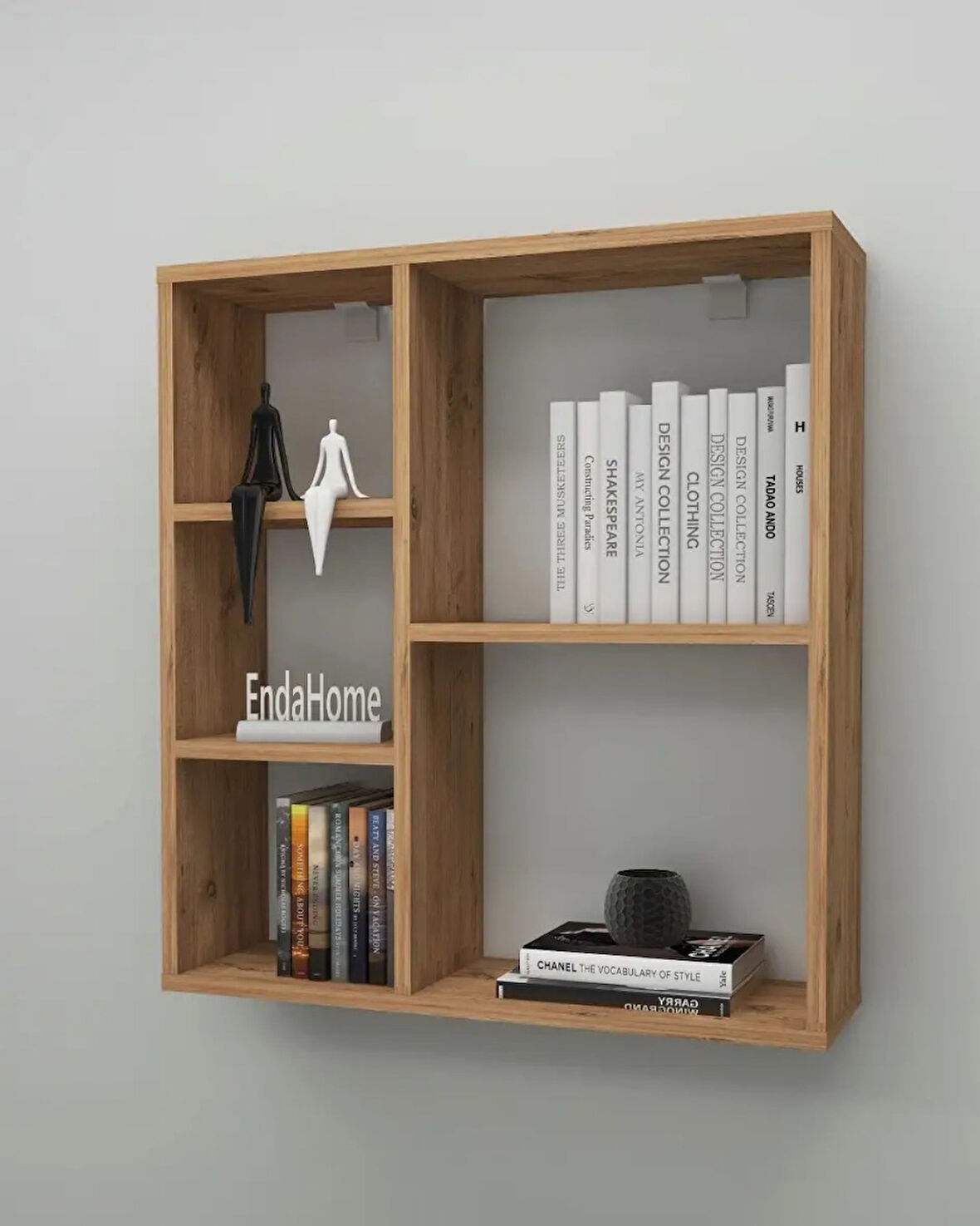 Reyo Enda Home Myra 5 Gözlü Çok Amaçlı Modern Duvar Rafı Atlantik Çam