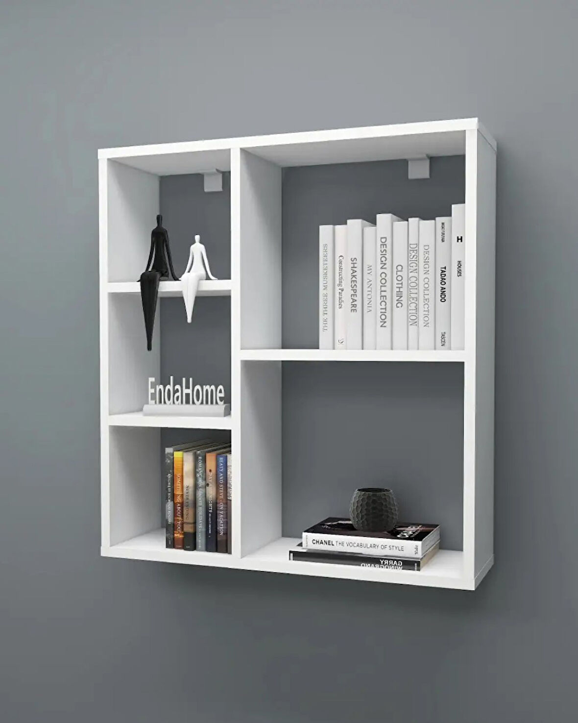 Reyo Enda Home Myra 5 Gözlü Çok Amaçlı Modern Duvar Rafı Beyaz