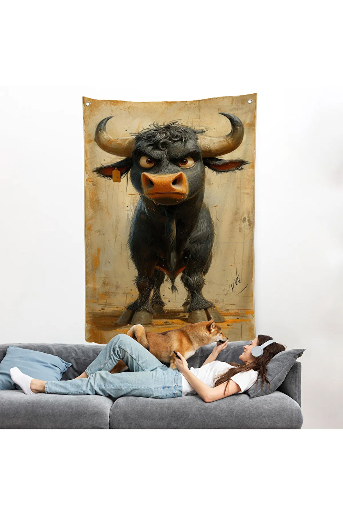 Agresif Boğa Duvar Örtüsü-7810