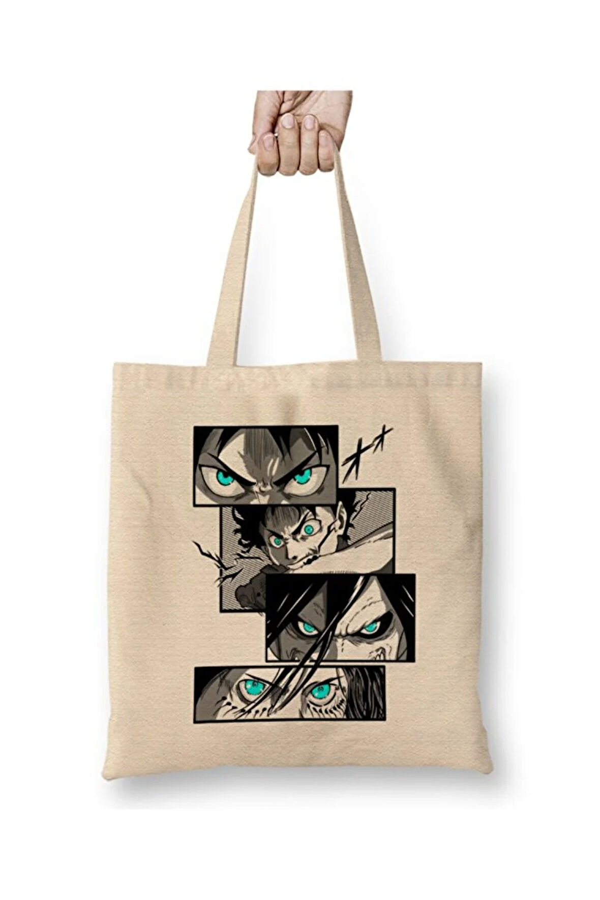Eren Yeager Transformation Attack On Titan Bez Çanta Uzun Saplı Alışveriş Çantası Plaj Çantası