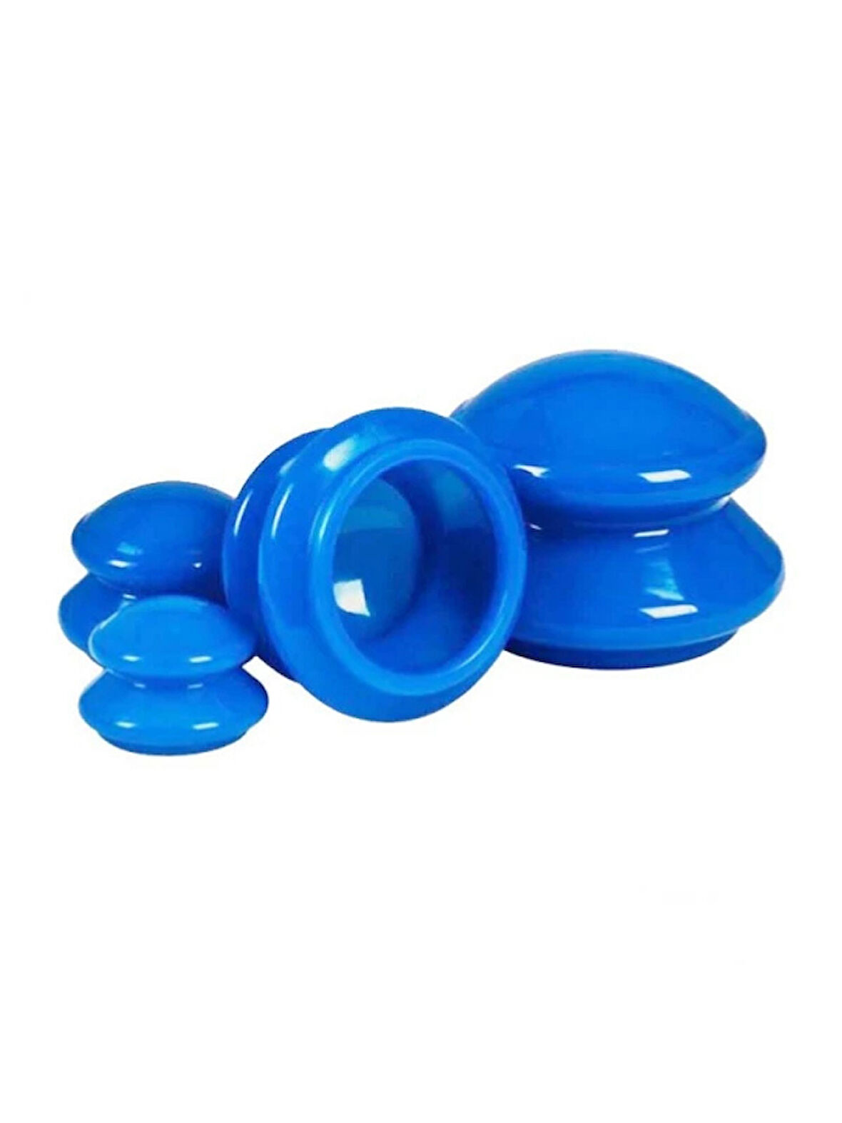 Mavi Silikon Masaj Kupası 4'lü Set, Kuru Kupa Seti