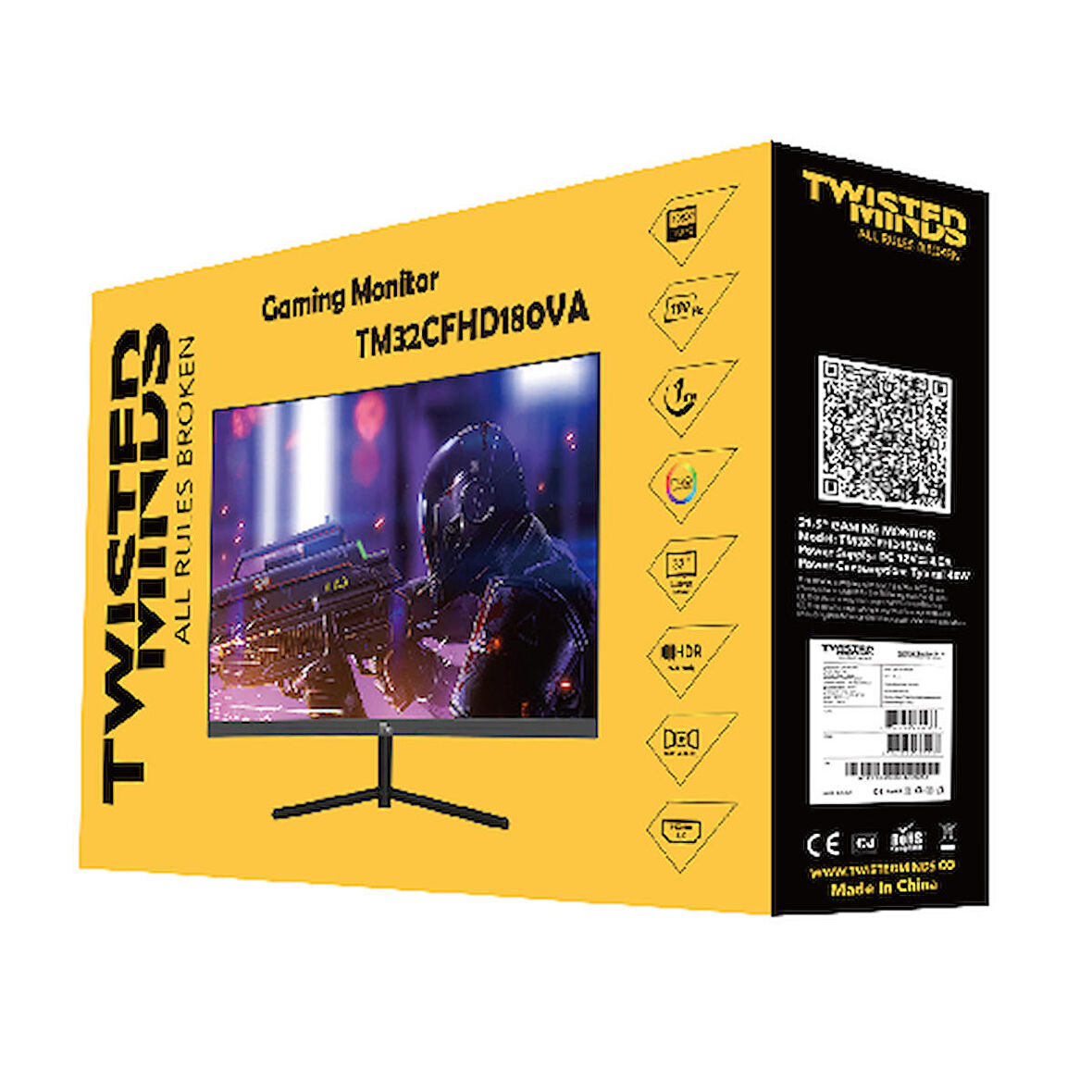 TWISTED MINDS 32" TM32CFHD180VA FHD 180HZ 1MS HDMI DP HDR10 R1500 KAVİSLİ RGB GAMING MONİTÖR