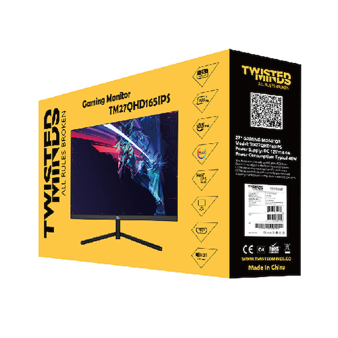 TWISTED MINDS 27" TM27QHD165IPS QHD 2K 165HZ 0,5MS HDMI DP HDR400 FAST IPS RGB GAMING MONİTÖR