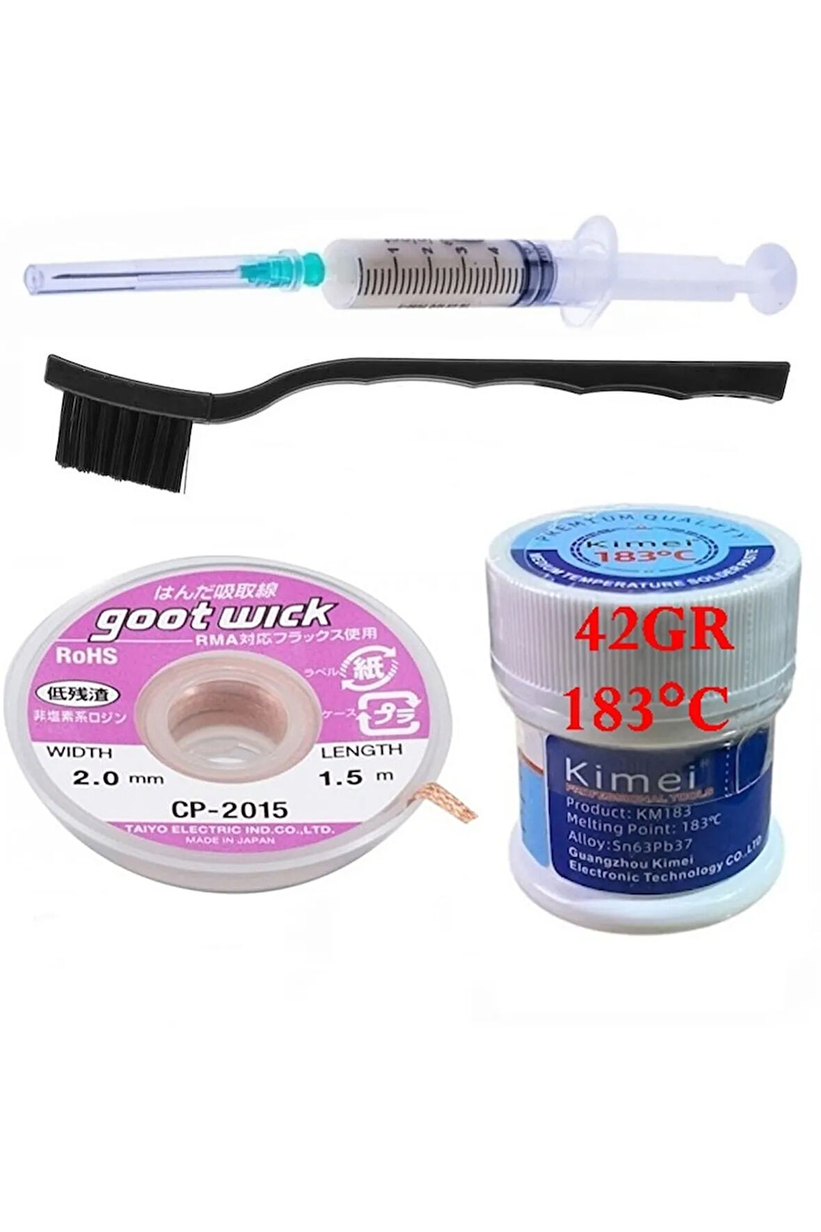 SolderPaste Krem Lehim KİMEİ 183°c UYUMLU Noclean Sn63pb37 42g Lehim Toplama Cp-2015 Emme Teli 2,0mm