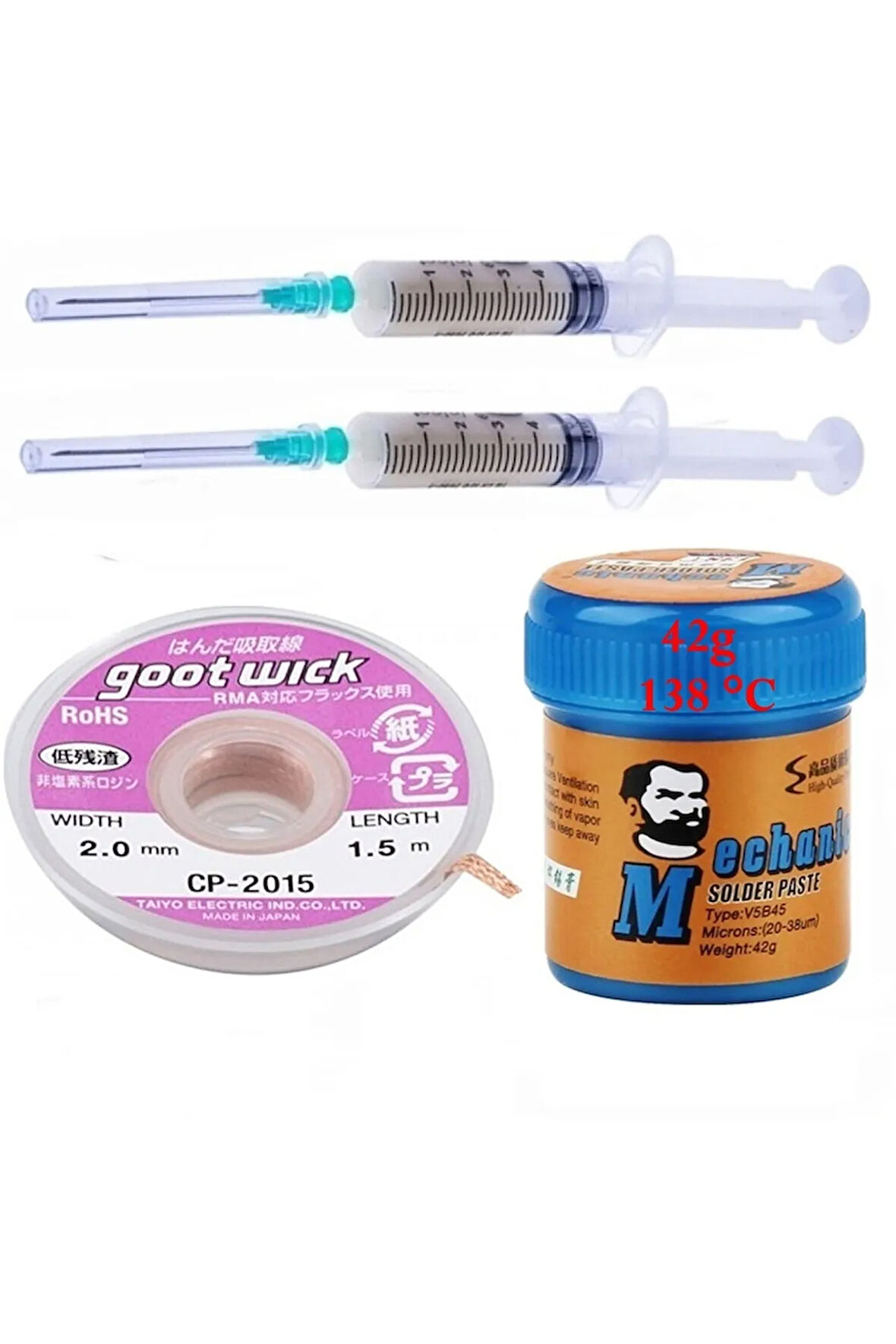 MECHANC Krem Lehim Solder Paste 138°C  42G Lehim Toplama CP-2015 Emme Teli 2,0mm Set