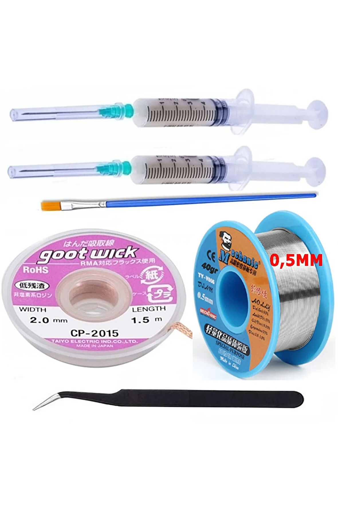Mechanic Lehim Teli 63SN/37PB Uyumlu Flux %1-3 40GR 05MM CP2015-2,0  Set1 Eğik Cımbız 6in1 Arada