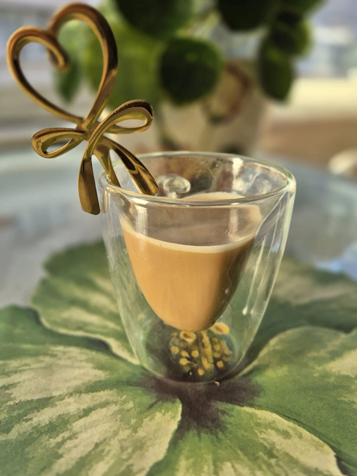Kalpli Fiyonklu Gold Kahve Kaşığı 1 Adet