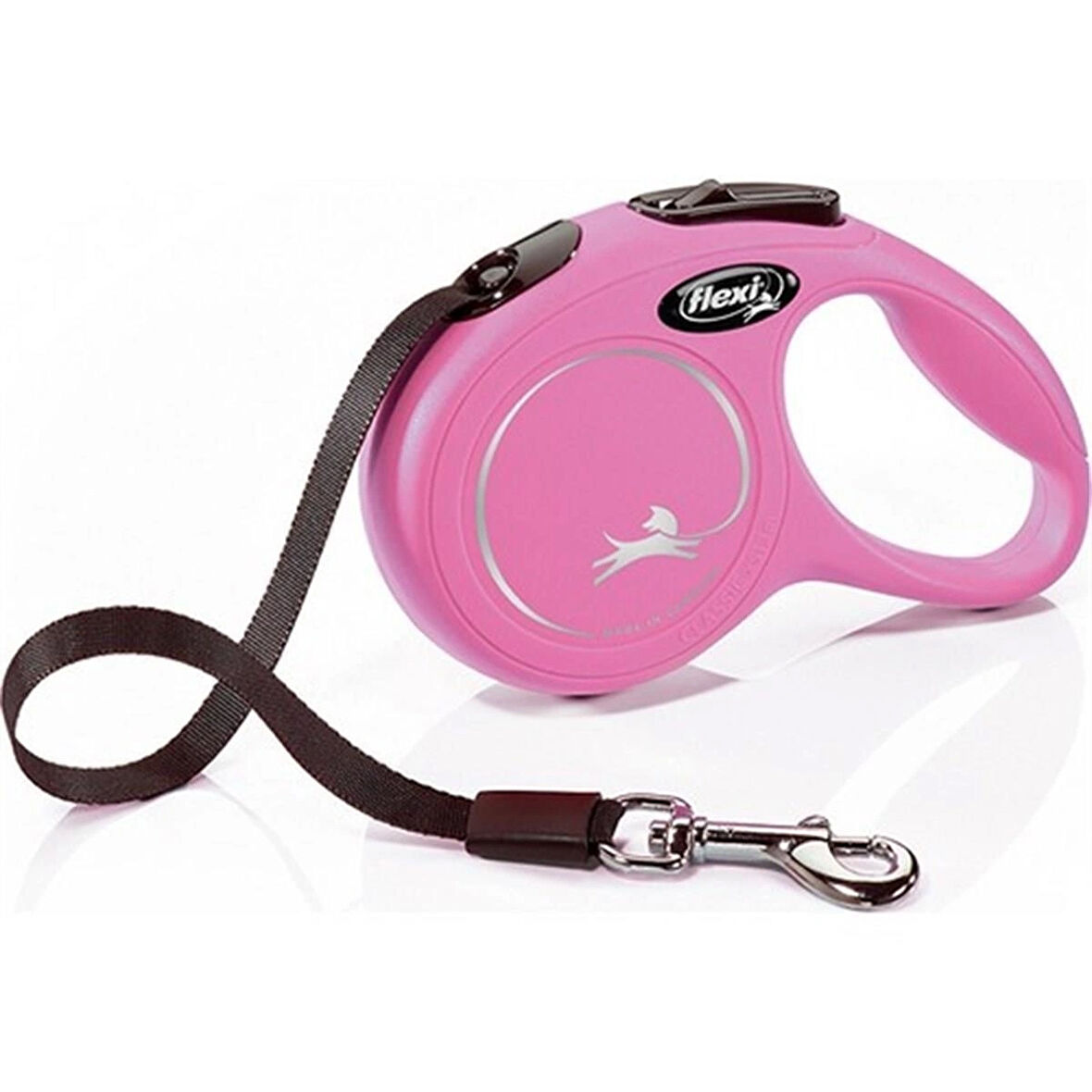 Flexi New Classic Şerit Tasma Small-S 5 Metre Otomatik Uzatma Şeritli Tasma Pembe