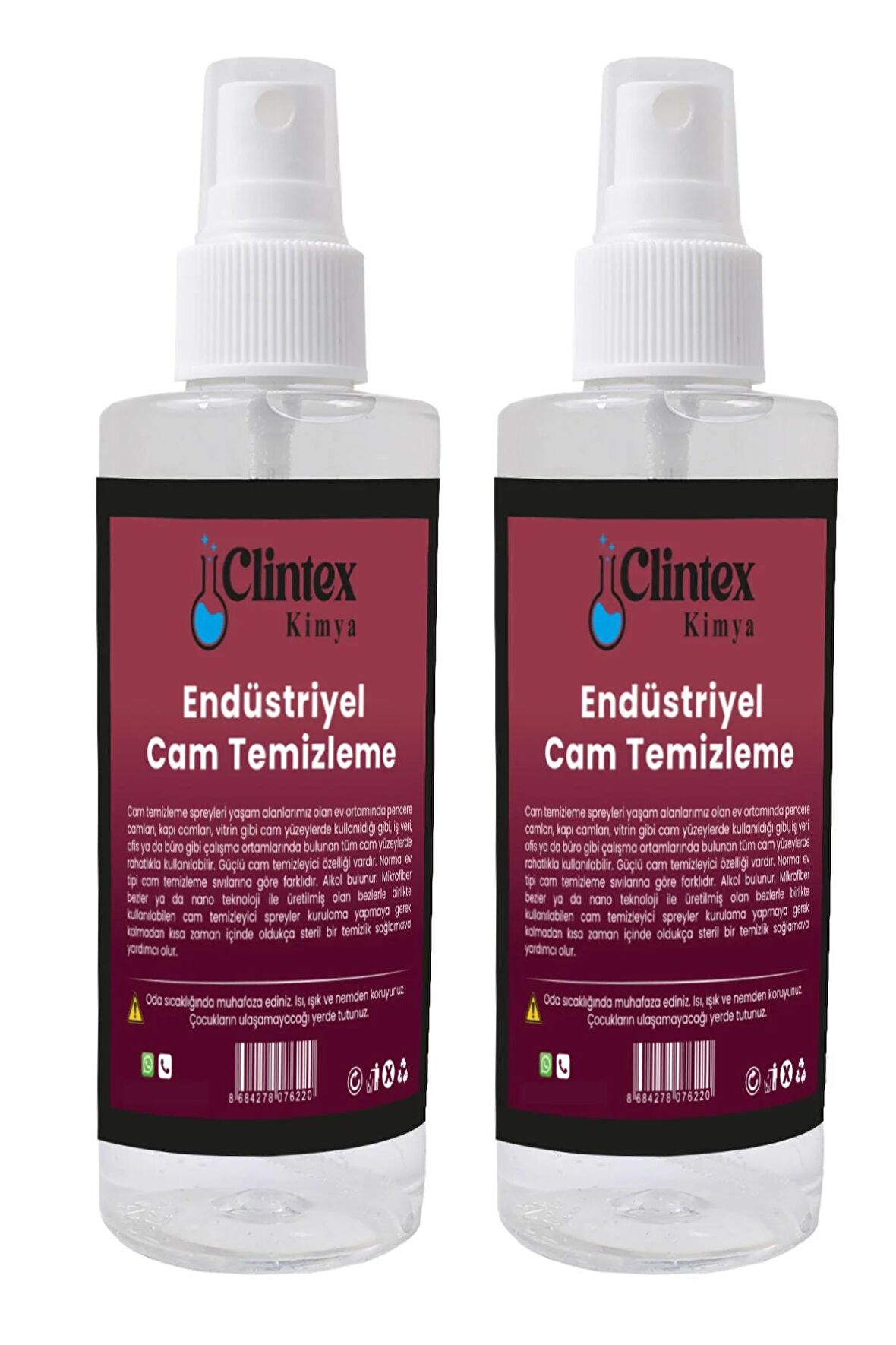 Clintex Kimya Endüstriyel Cam Temizleyici 2x200 Ml