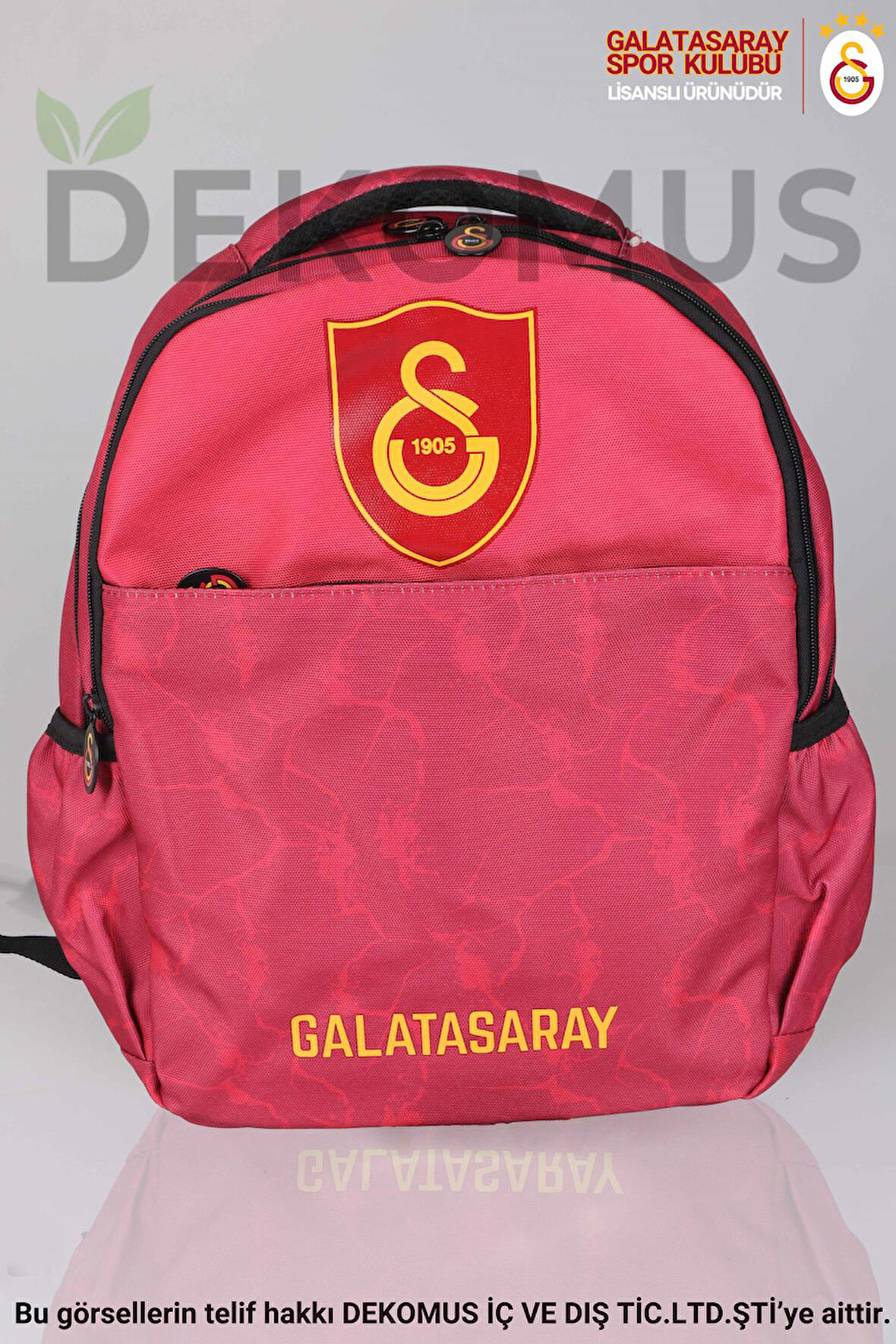 DEKOMUS İLE LİSANSLI GALATASARAY BÜYÜK BOY İLKOKUL/ORTAOKUL ÇANTASI KIRTASİYE SETİ