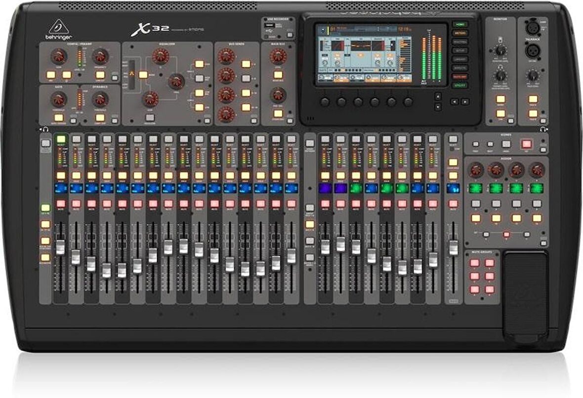 Behringer X32 40 Girişli, 25 Veri Yolu Dijital Miks Konsolu, 32 Programlanabilir Midas Preamp, 25 Motorlu Fader, Kanal LCD'ler, 32 Kanal Ses Arabirimi ve iPad/iPhone* Uzaktan Kumanda