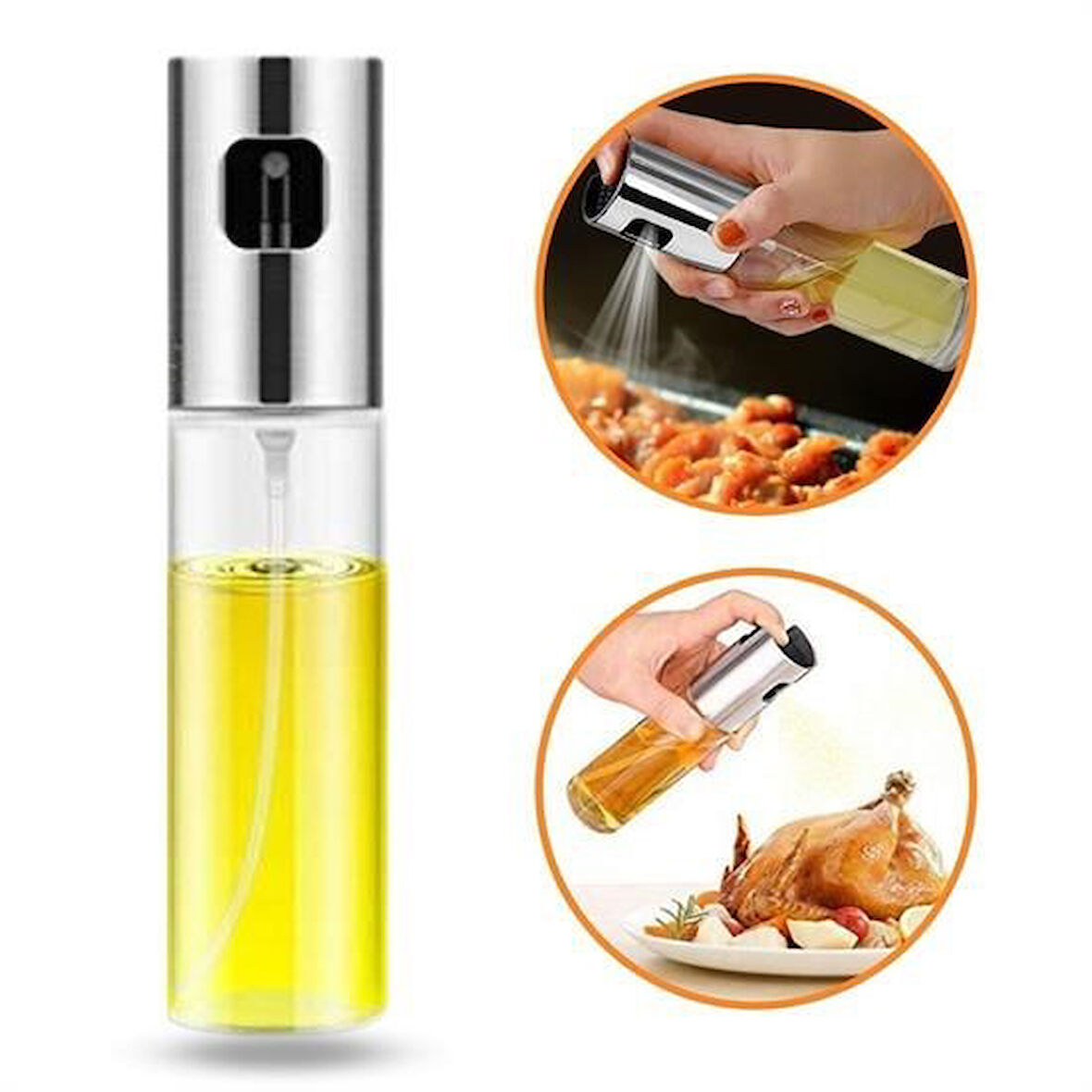 CT-STONES® 100ml Kapasiteli Şeffaf Spreyli Yağdanlık Sosluk Yağ Püskürtücü Yağ Şişesi