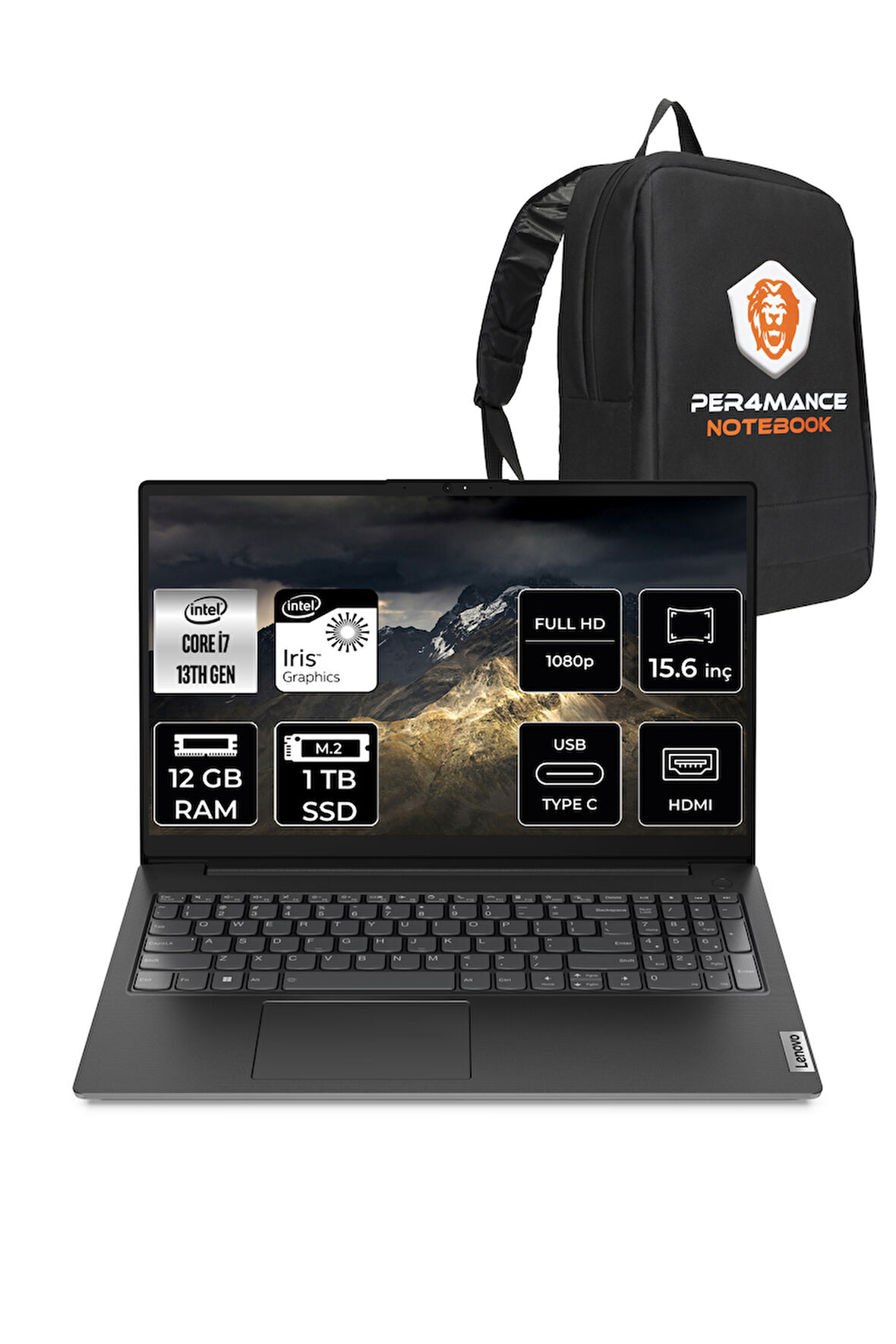 Lenovo V15 G4 i7 1355U 12GB 1TB SSD 15.6 FHD FDOS Taşınabilir Bilgisayar & PER4 ÇANTA