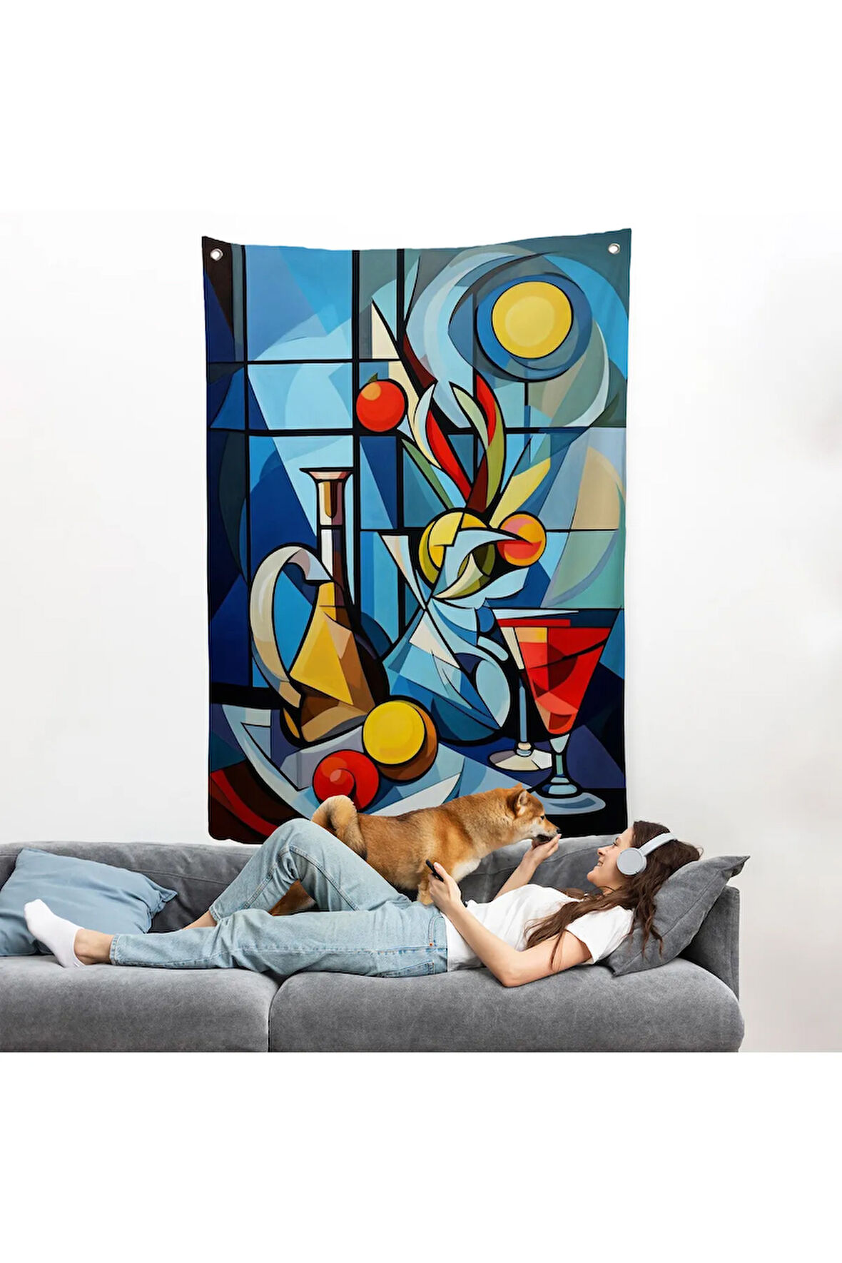 Renkli Soyut Duvar Örtüsü-7825