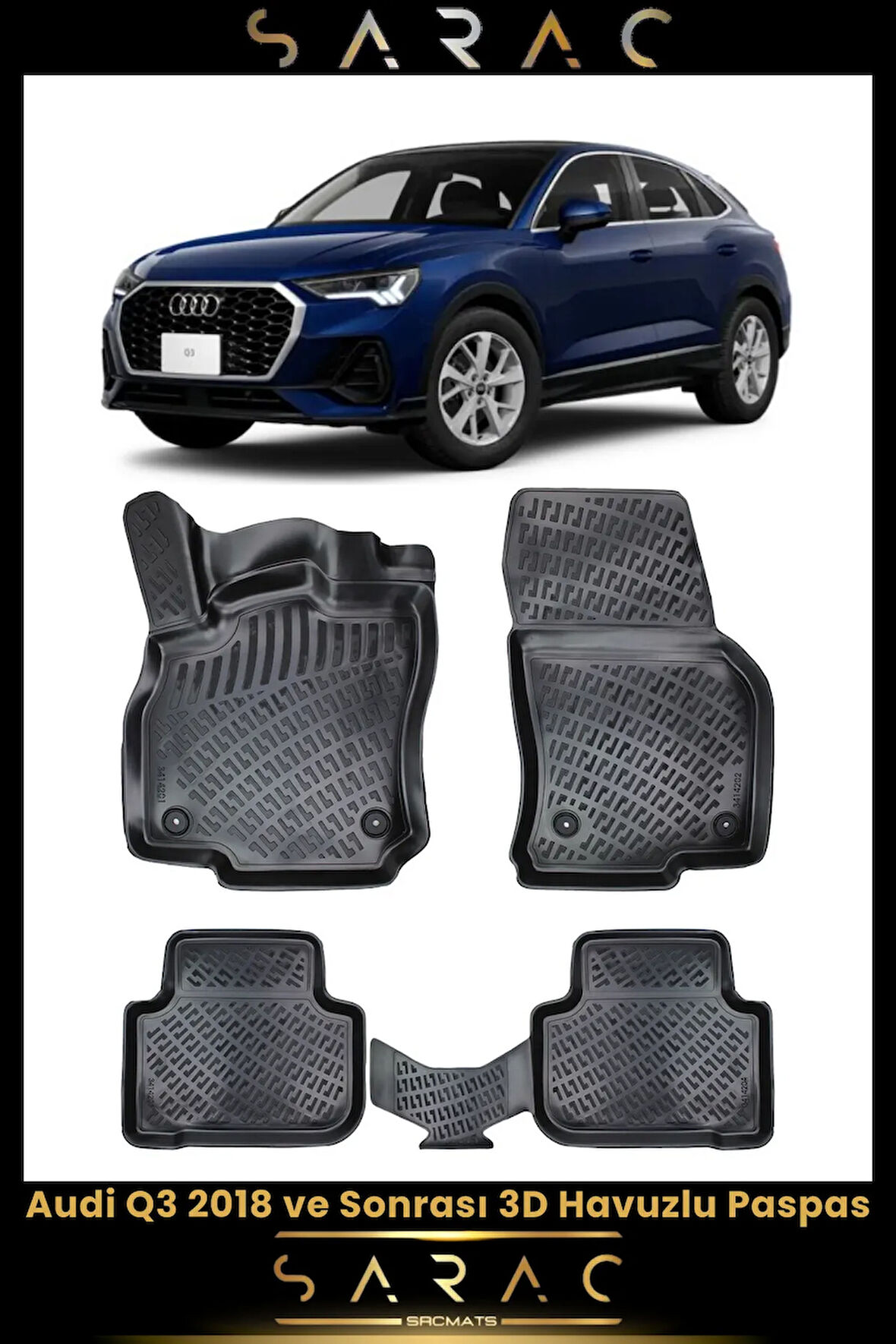 Audi Q3 2021 Model Araca Özel 3d Havuzlu Paspas