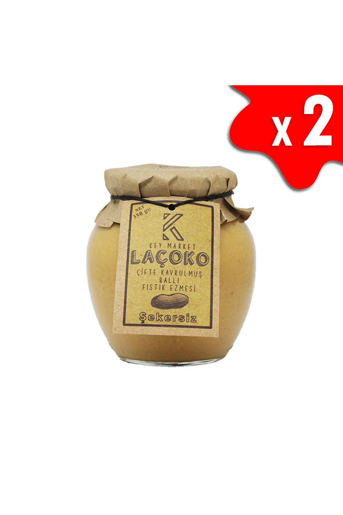 LAÇOKO  700 Gram Şekersiz, Katkısız, Glutensiz, Doğal Çifte Kavrulmuş Ballı Yer Fıstığı Ezmesi