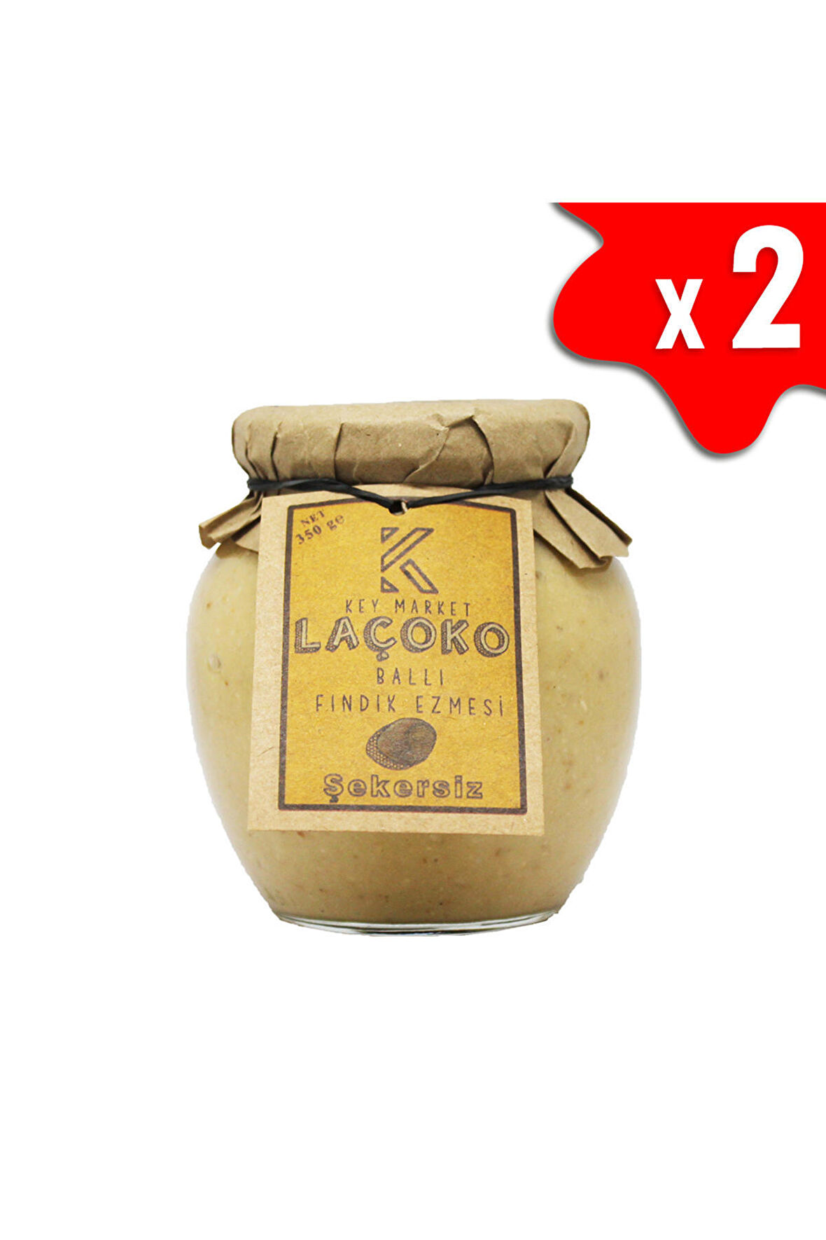 LAÇOKO 700 Gram Şekersiz, Katkısız, Glutensiz, Doğal Ballı Fındık Ezmesi