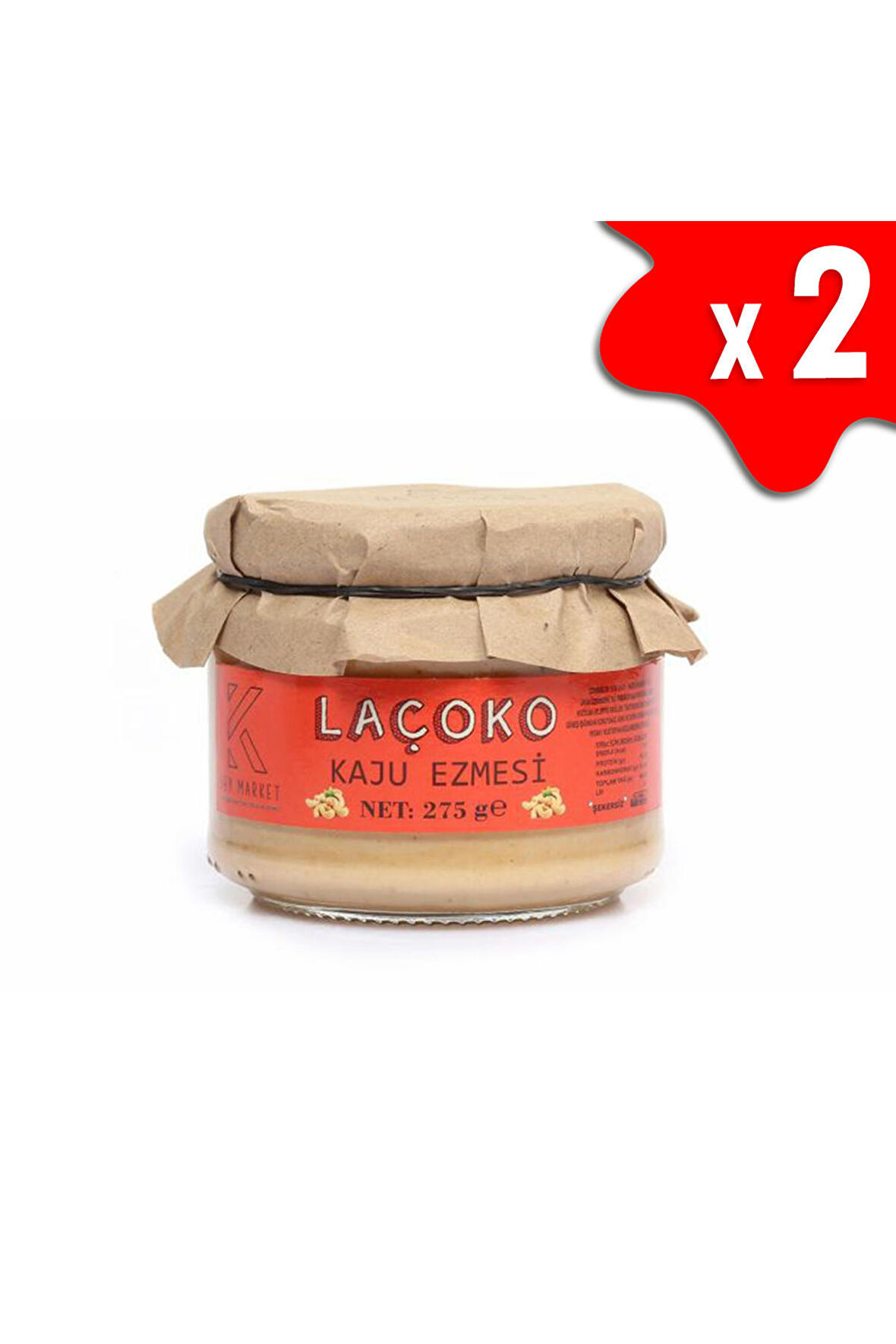 LAÇOKO 550 Gram Şekersiz, Katkısız, Glutensiz, Vegan, Doğal Kaju Ezmesi